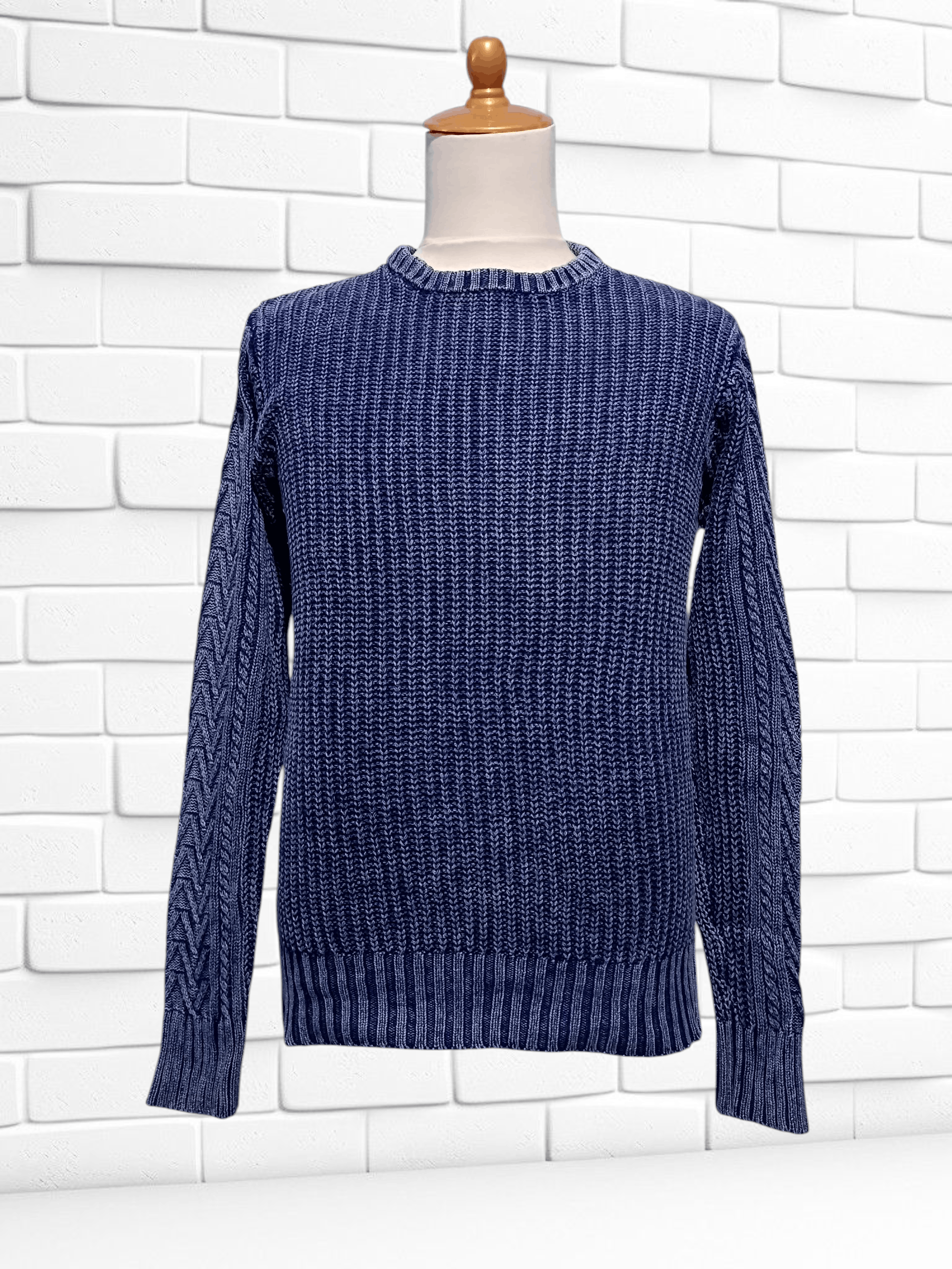 Japanese Brand Indigo Sulfur Dyed Cable Knit Sweater Size US M / EU 48-50 / 2 - 1 Thumbnail
