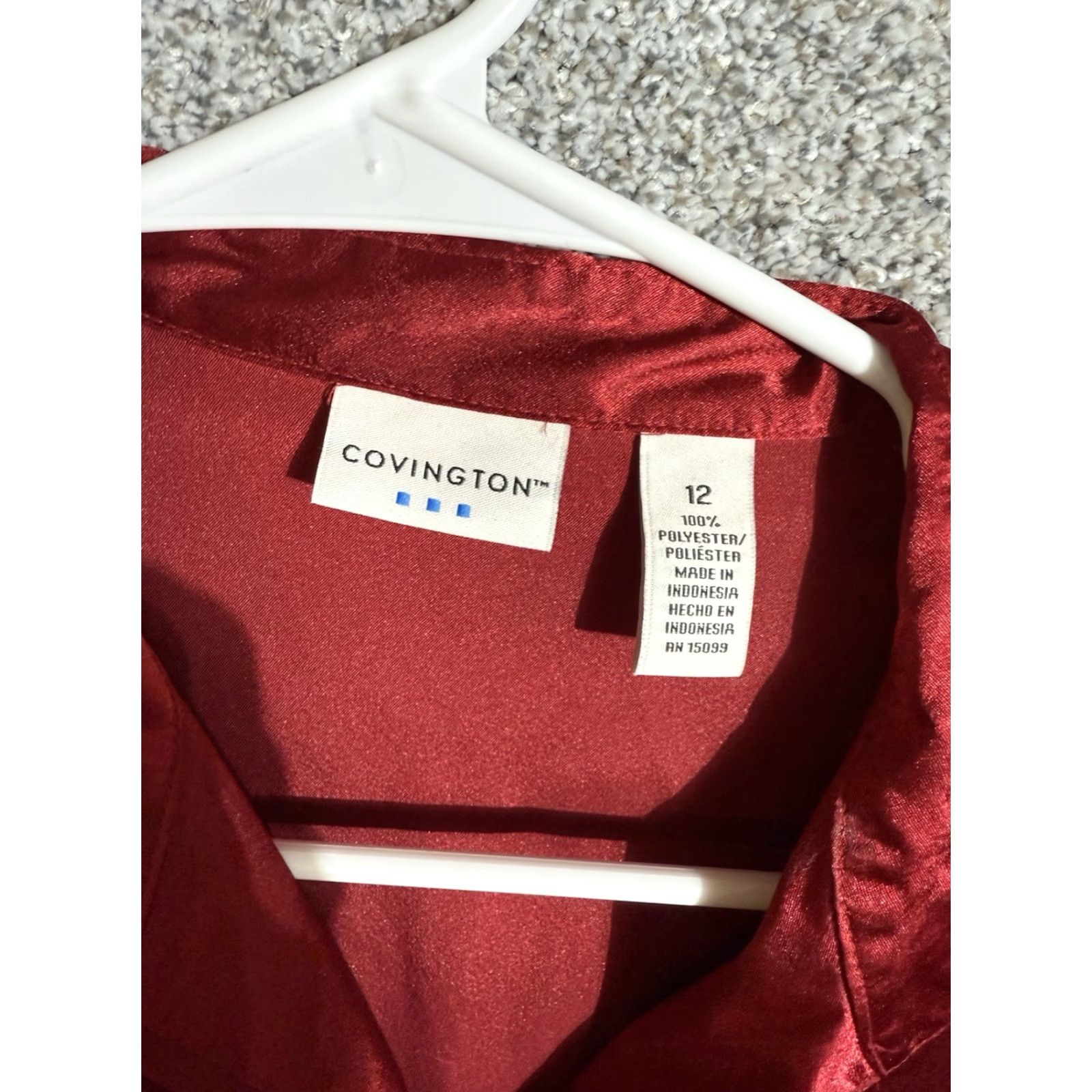 Vintage VINTAGE Covington Satin Button-Up Top Womens 12 Red 100% Polyester Business Formal Office Chic Evening Wear Romantic Size XL / US 12-14 / IT 48-50 - 5 Thumbnail