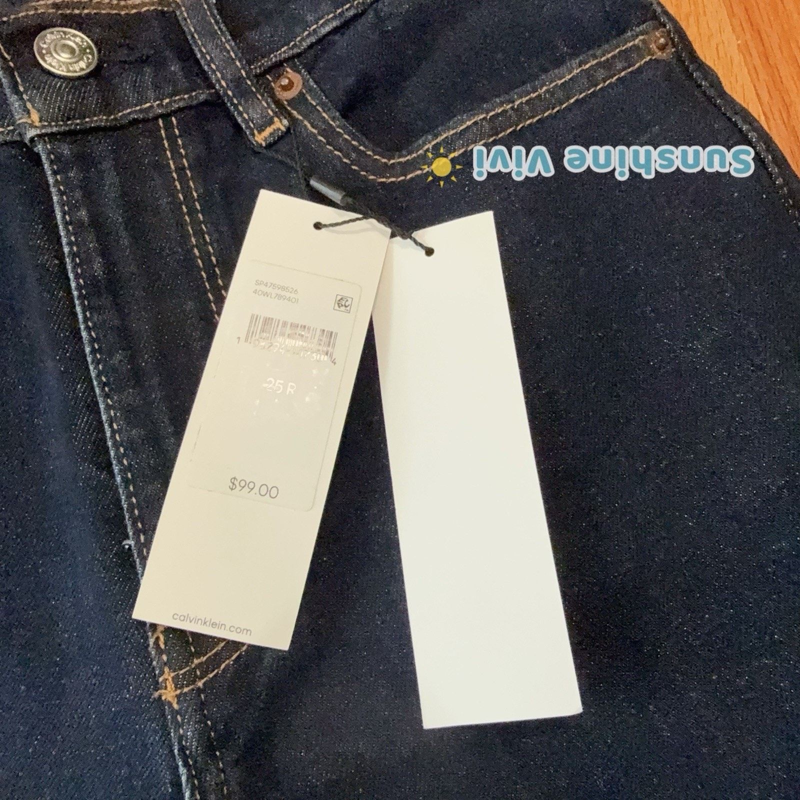 Calvin Klein NWT Calvin Klein Women Signature 90s Straight Jeans W25 Blue Size 25" / US 0 / IT 36 - 4 Thumbnail