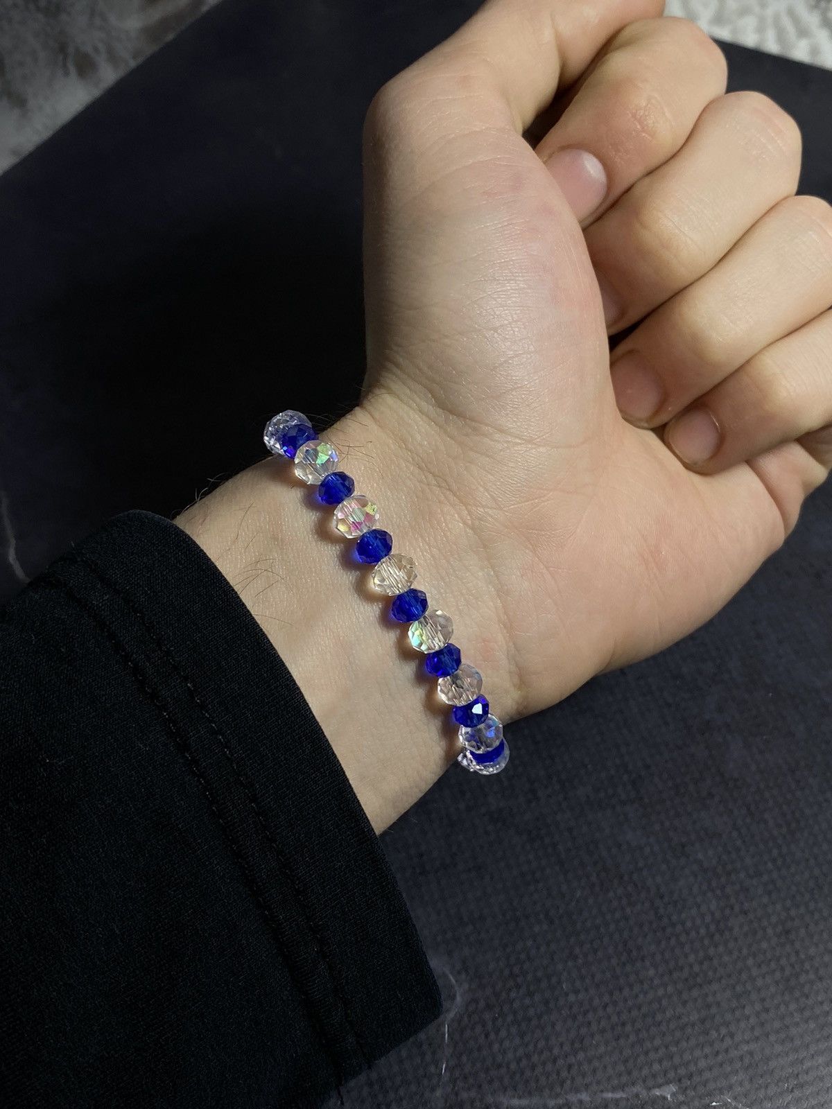 Jewelry Crystal Beaded Bracelet – Blue & Clear Sparkle Size ONE SIZE - 5 Thumbnail