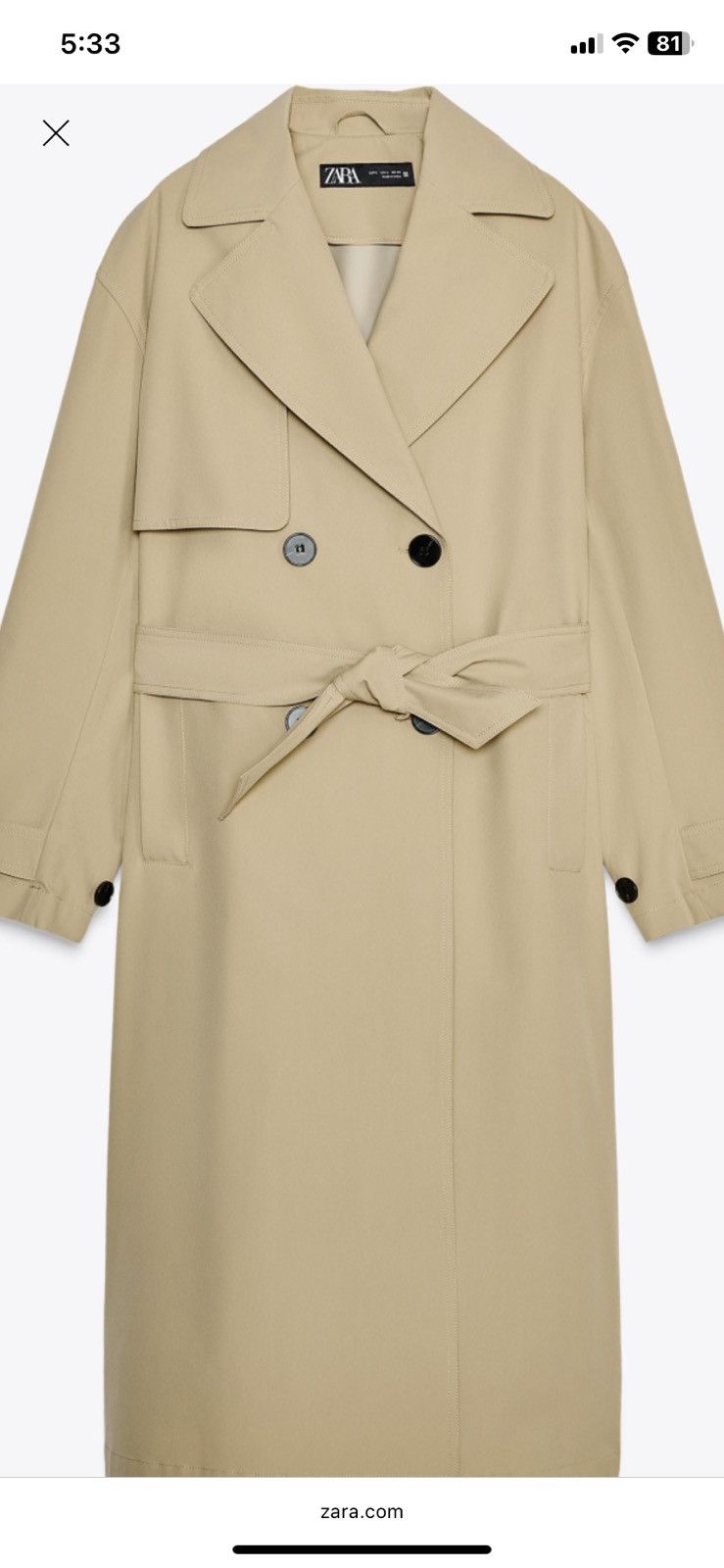 Zara Water repellent Belted Trench Coat Size S / US 4 / IT 40 - 1 Thumbnail
