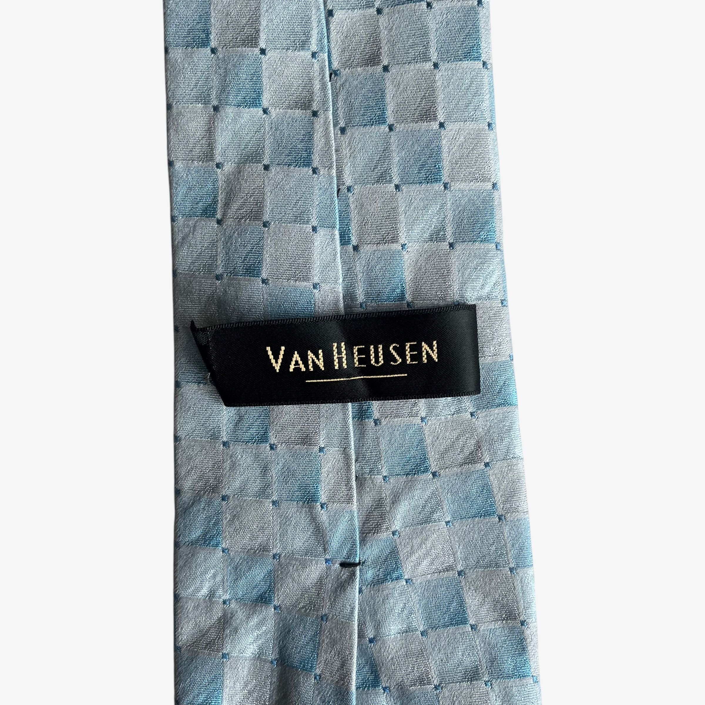Van Heusen Vintage 90s Van Heusen Geometric Square Print Blue Silk Tie Size ONE SIZE - 2 Thumbnail