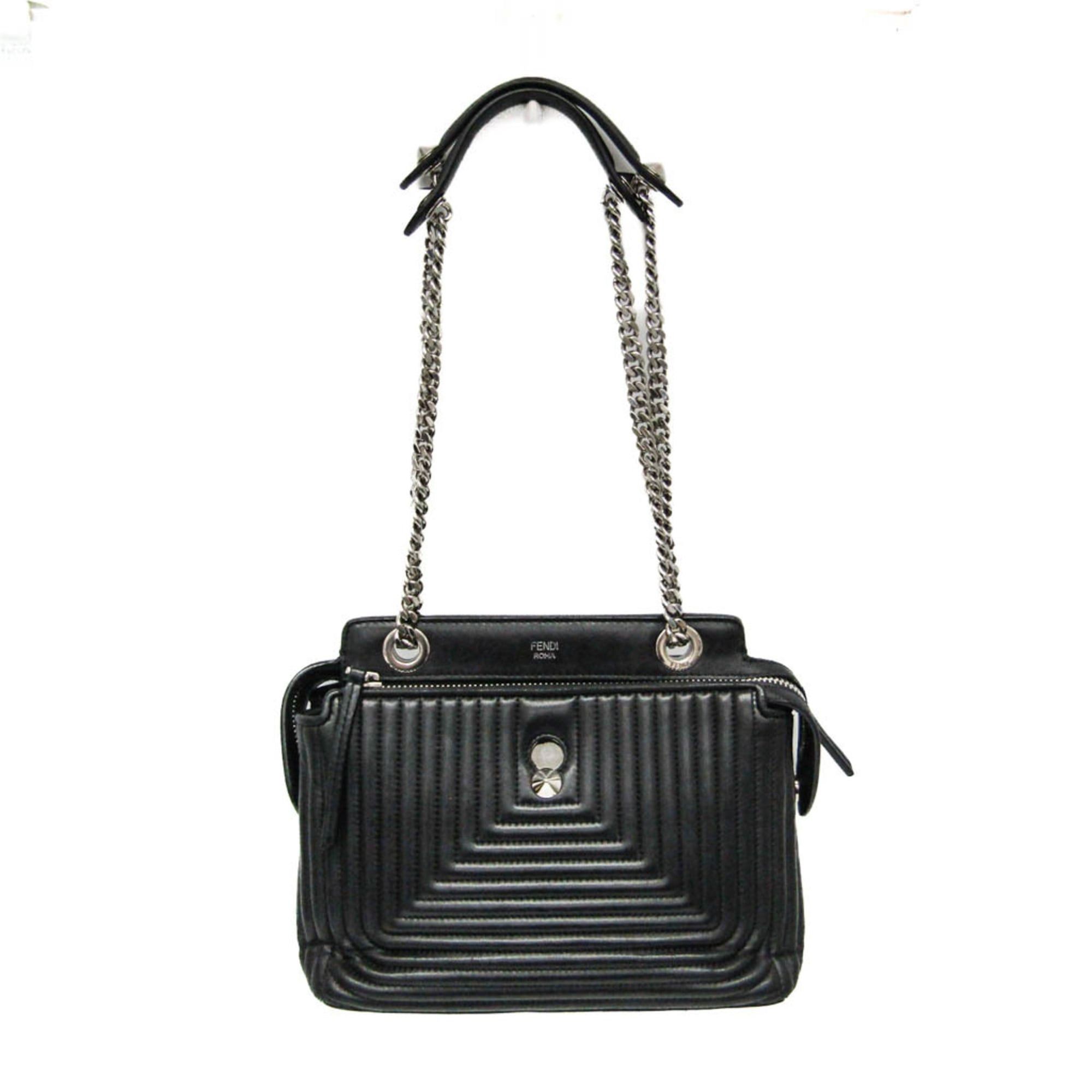 Fendi Fendi Dotcom Click Women's Leather Handbag Black Size ONE SIZE - 1 Thumbnail