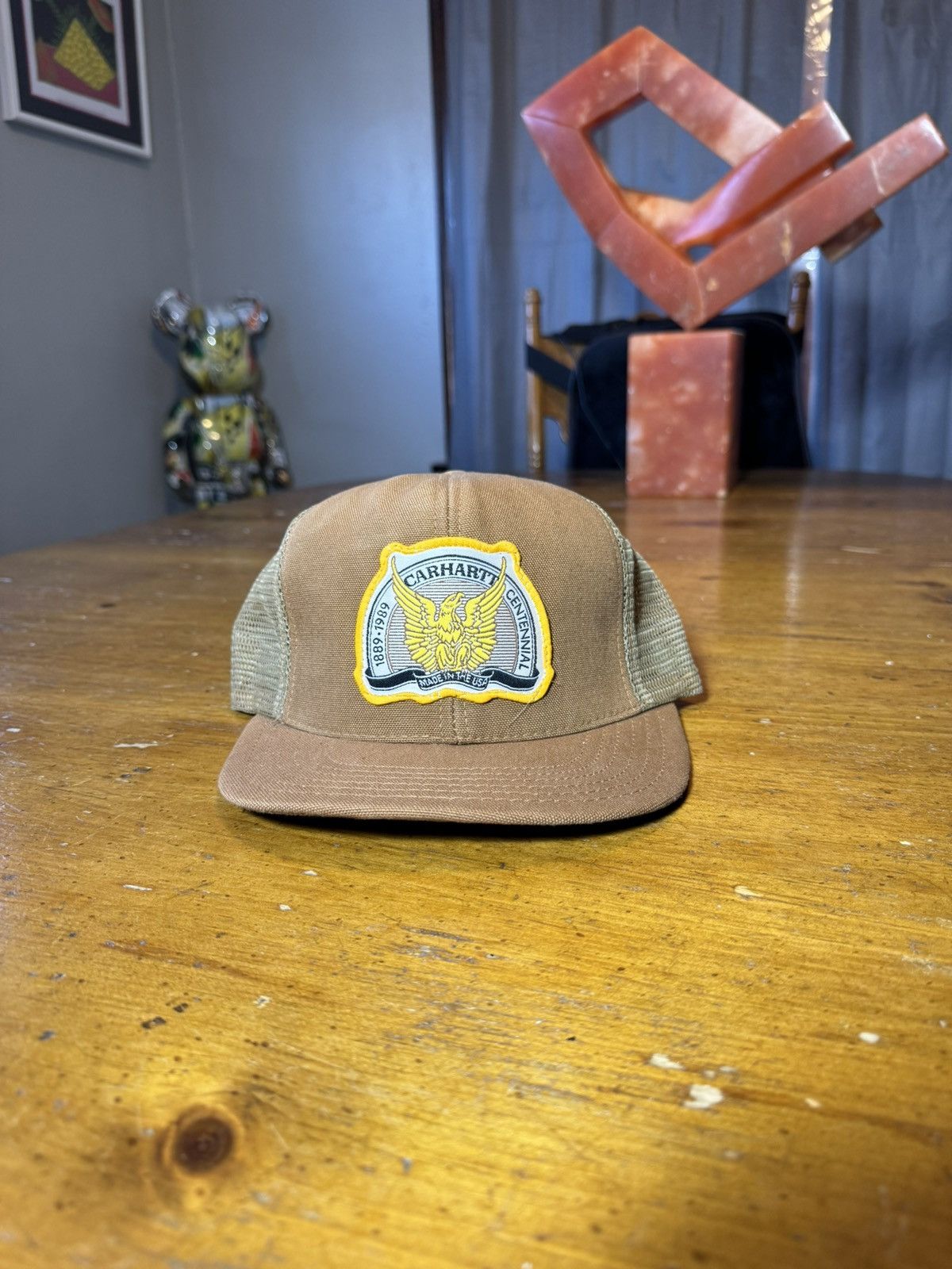Carhartt × Vintage VTG 1989 Carhartt Centennial Eagle Patch Trucker Hat USA Size ONE SIZE - 1 Thumbnail