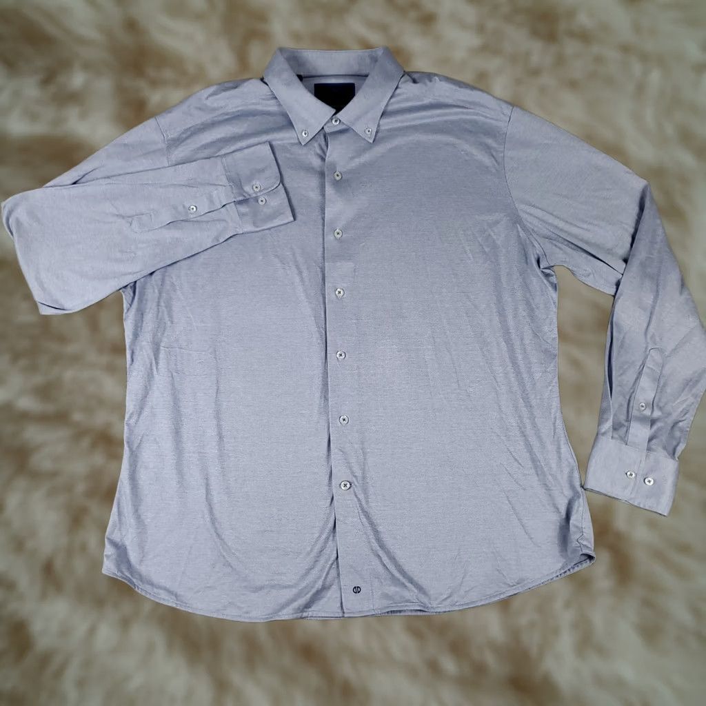 David Donahue David Donahue Shirt Mens Size 18 Blue Dress Button Up Long Sleeve Shirt Size 48R - 1 Thumbnail