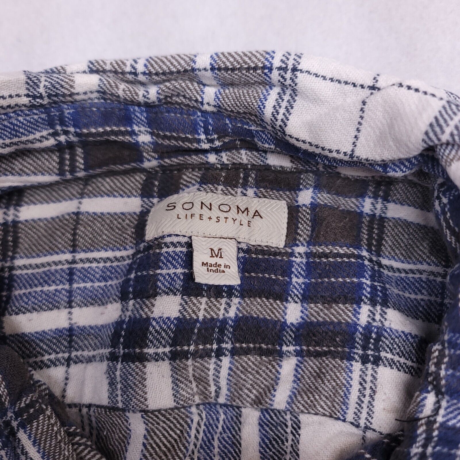 Sonoma Sonoma Madras Flannel Shirt Mens Size M Blue Brown White Size US M / EU 48-50 / 2 - 3 Thumbnail