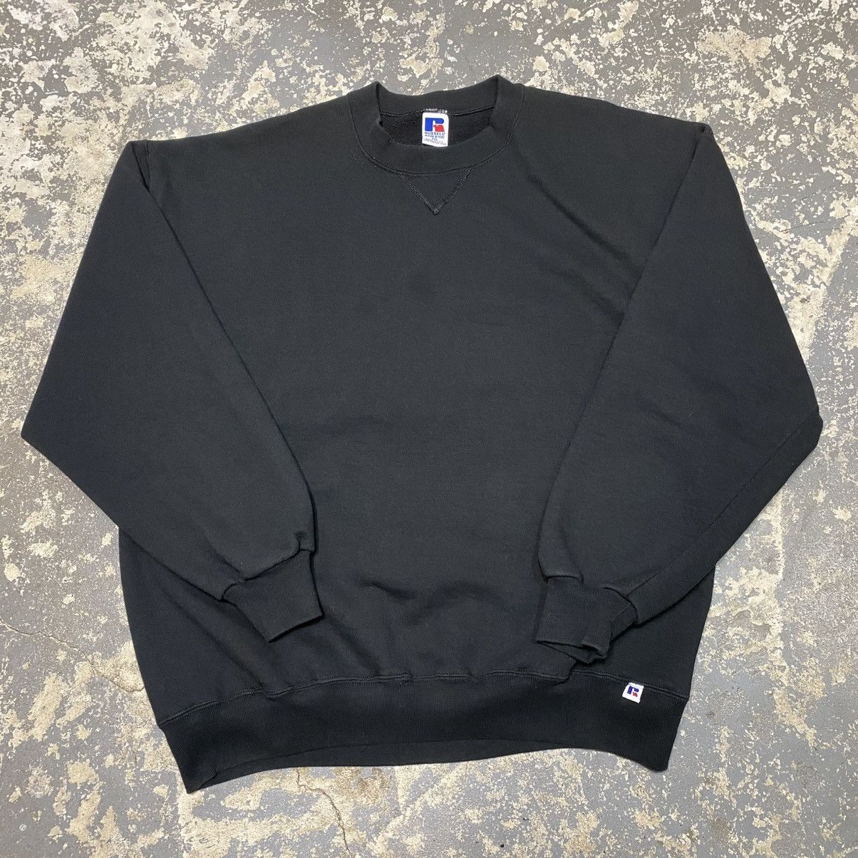 Russell Athletic × Vintage Vintage Russell Athletic Black Blank Boxy Crewneck Hoodie Size US XXL / EU 58 / 5 - 1 Thumbnail