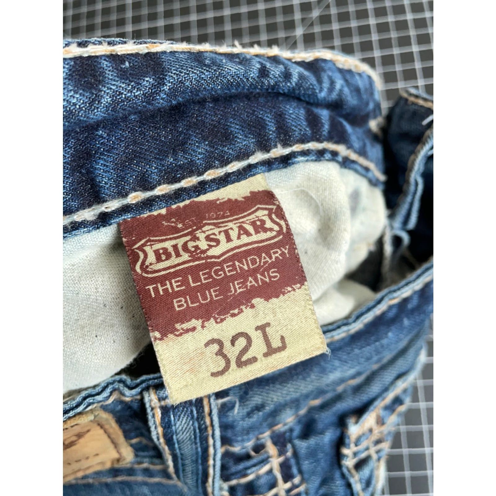 Denime VINTAGE Big Star Union Straight Leg Jeans Men's 32L Blue Denim 5-Pocket Zip Fly Size US 32 / EU 48 - 4 Thumbnail