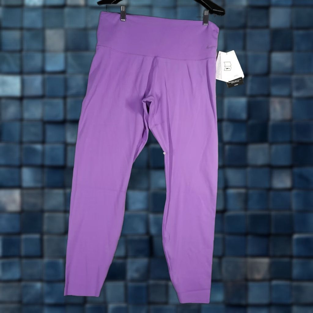 Nike Nike Women's XL Purple Yoga Leggings Compression Pockets Activewear 7/8 High Waist Size 40" / US 18 - 1 Thumbnail