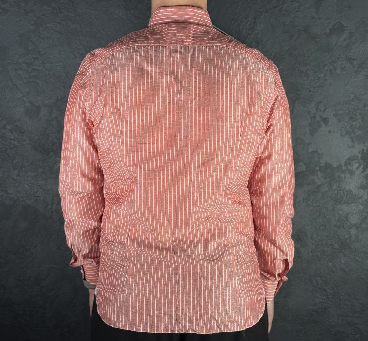Isaia Mens Isaia Multi Striped Coton / Linen Shirt Multi Size US M / EU 48-50 / 2 - 2 Thumbnail