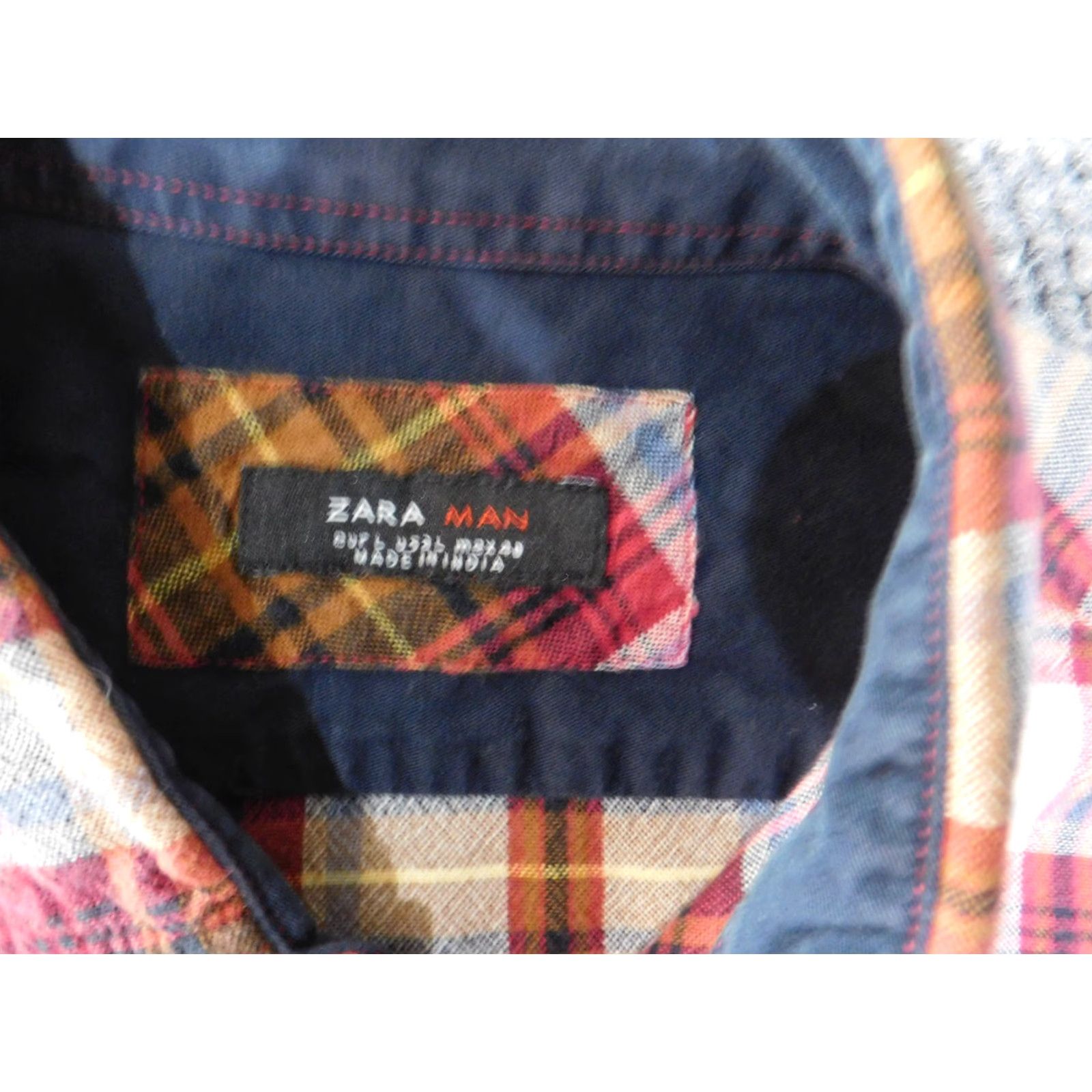 Zara Zara Mens Shirt L Red Plaid Button-Up Retro Casual Knit Cotton Long Sleeve with Pockets Size US L / EU 52-54 / 3 - 5 Thumbnail