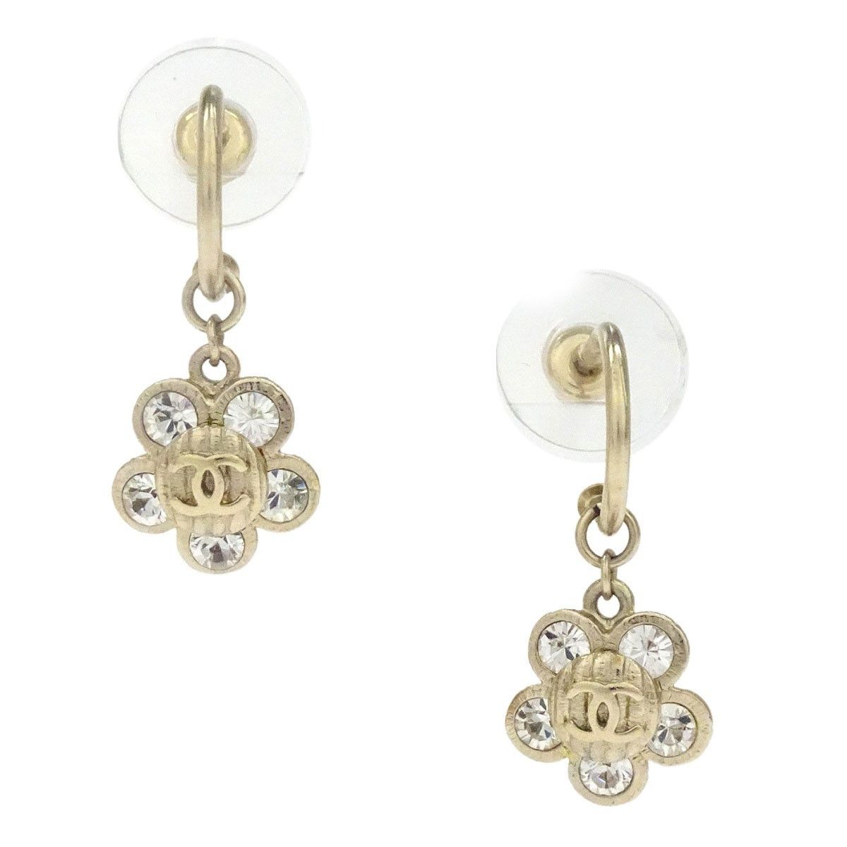 Chanel Chanel Flower CC Drop Earrings Metal and Crystals Size ONE SIZE - 1 Thumbnail