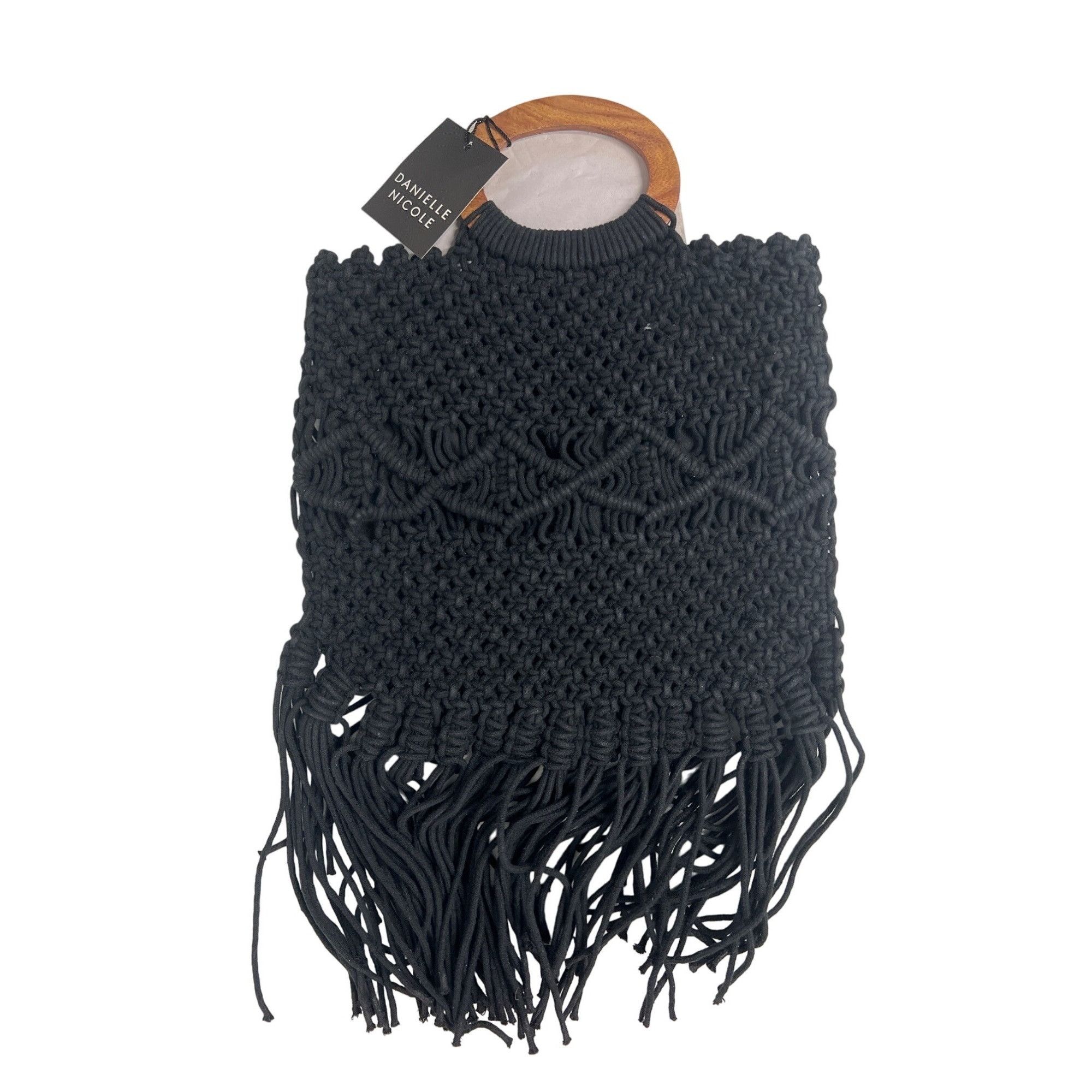 Other Danielle Nicole Black Macrame Fringe Bag Size ONE SIZE - 6 Thumbnail