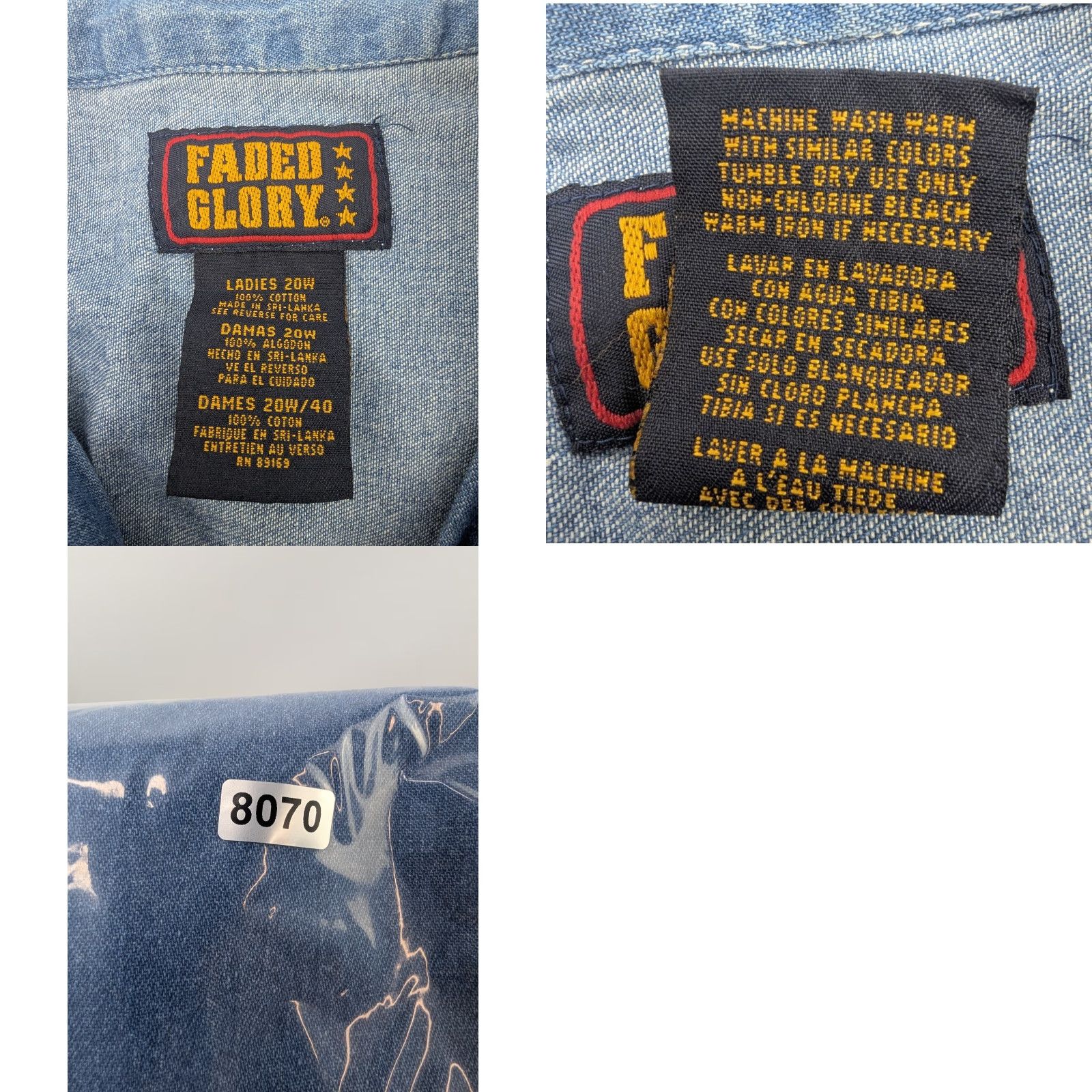 Faded Glory VTG Faded Glory Denim Chambray Band Collar Long Sleeve Button Shirt Women's 20W Denim Shirt Color Blue Size 20W Buttons Button-Up 100% Cotton Mens? Size 3XL / US 20-22 - 8 Thumbnail