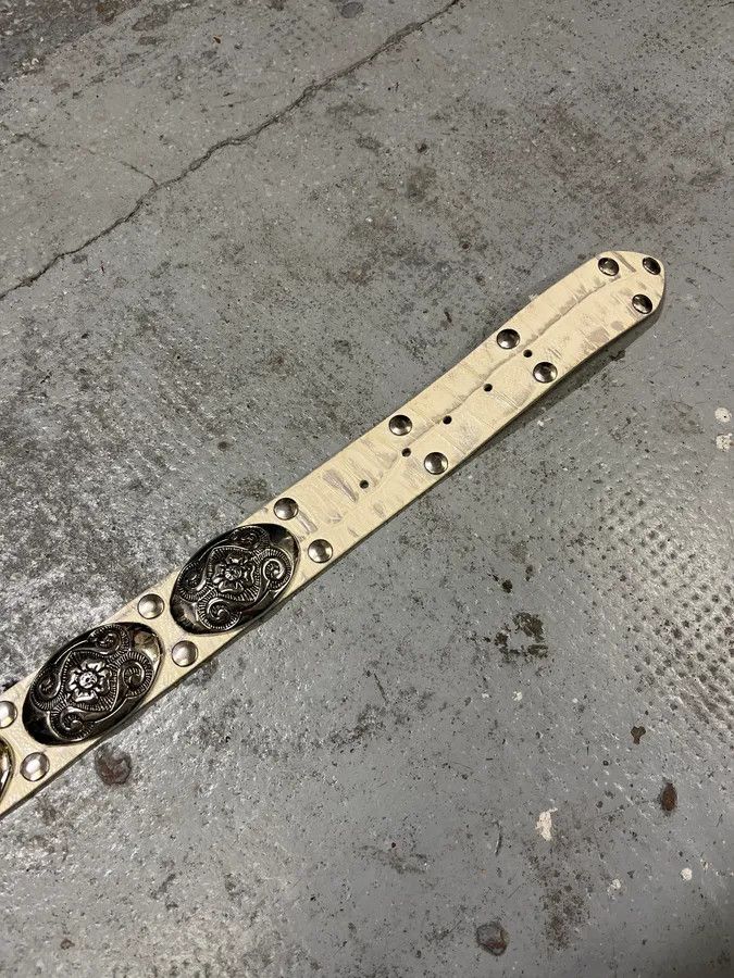 Vintage Nanni Studded Crocodile Effect White Leather Belt Size ONE SIZE - 7 Thumbnail