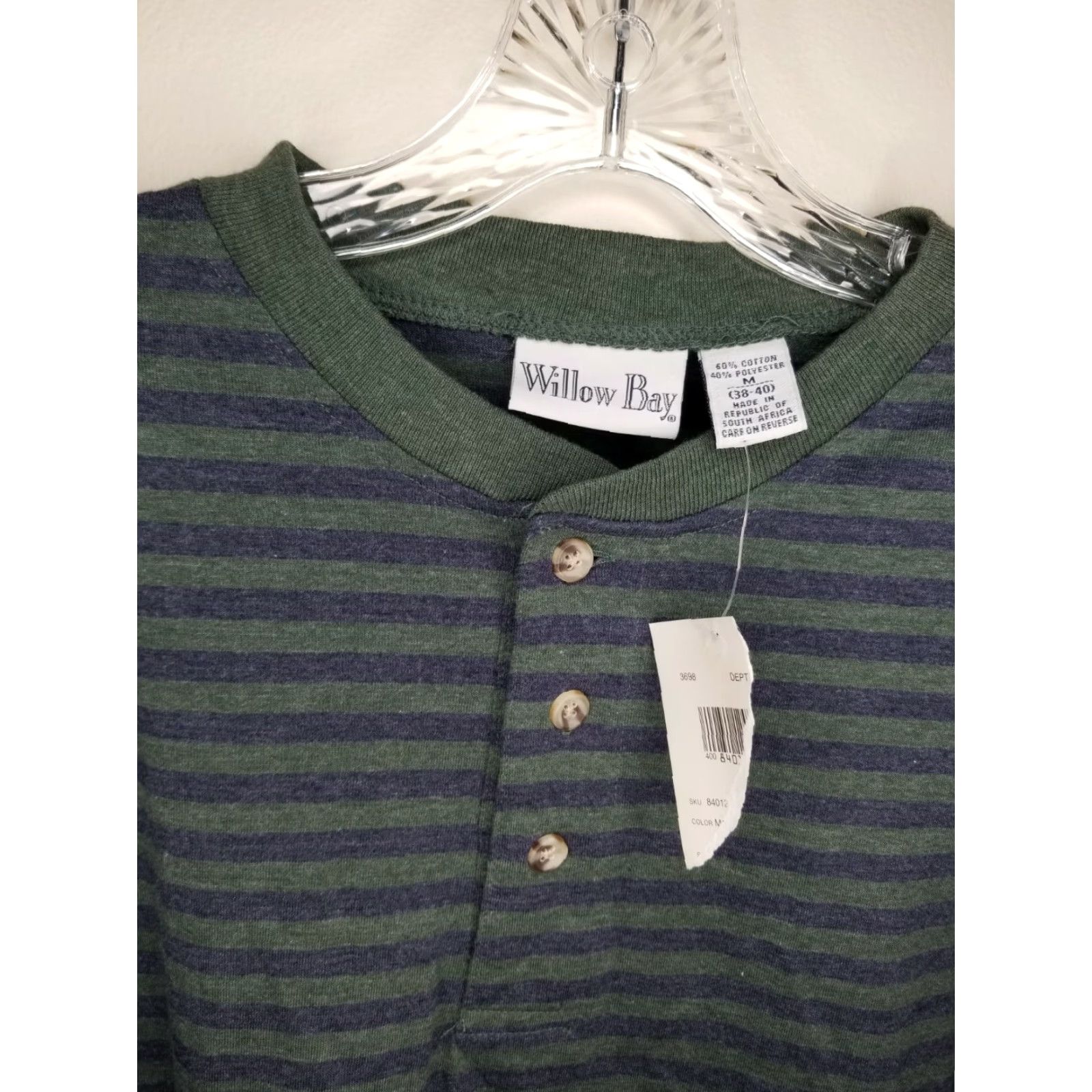 Vintage WILLOW BAY Mens Striped Polo Shirt Medium Blue Green Size US M / EU 48-50 / 2 - 2 Thumbnail