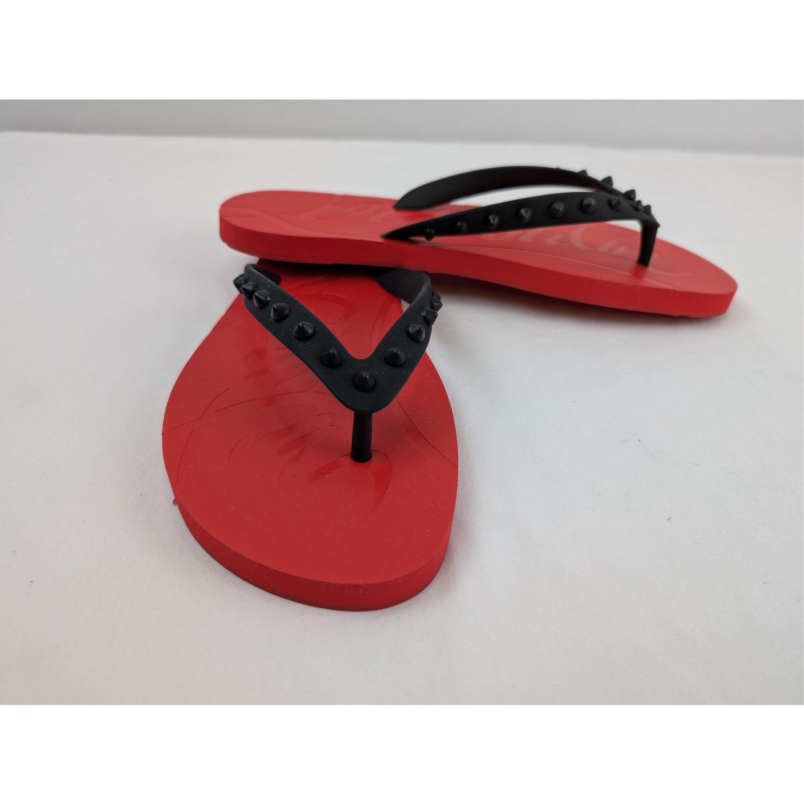 Christian Louboutin o1rshd1 Loubi Flip Donna Flat Slipper in Black/Loubi Size US 12 / IT 42 - 14 Thumbnail
