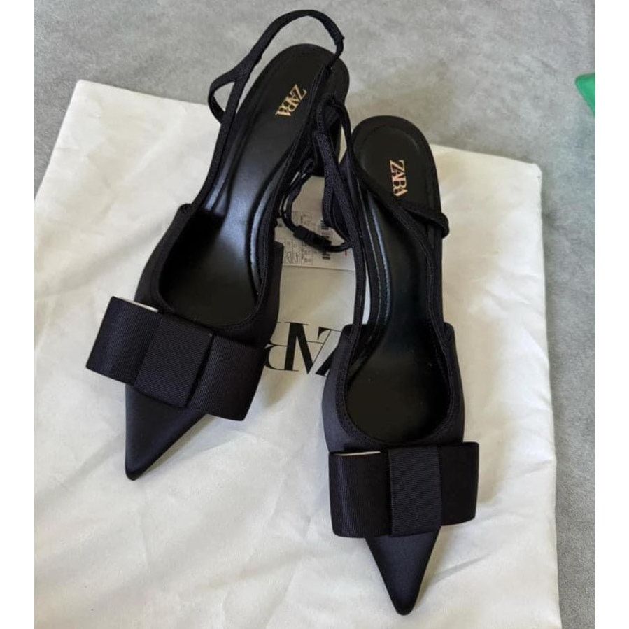 Zara ZARA Black Slingback Heels NWT Size US 8 / IT 38 - 8 Thumbnail