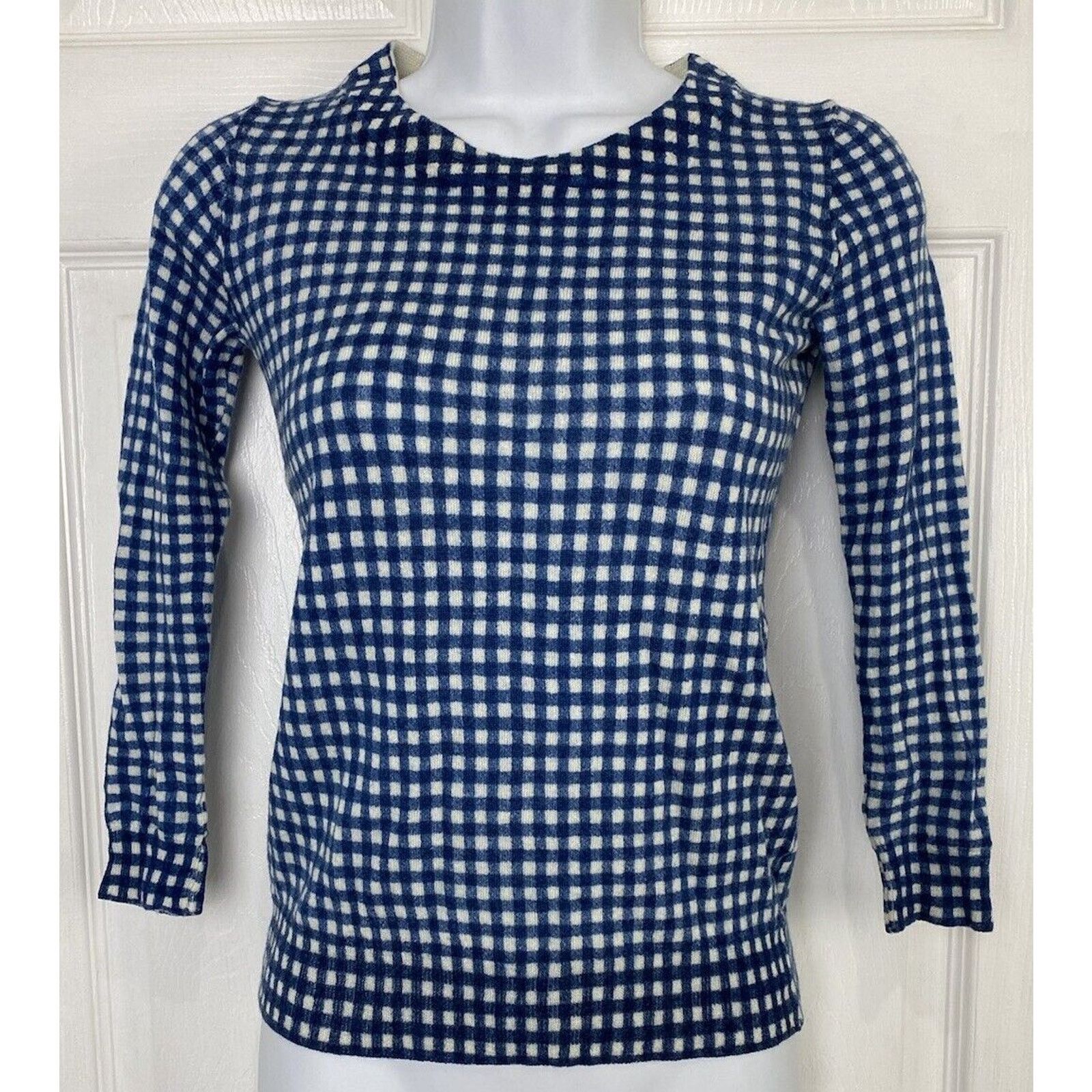 J.Crew VTG J. Crew Checkerboard Merino Wool 3/4 Sleeve Sweater XS Size XS / US 0-2 / IT 36-38 - 1 Thumbnail