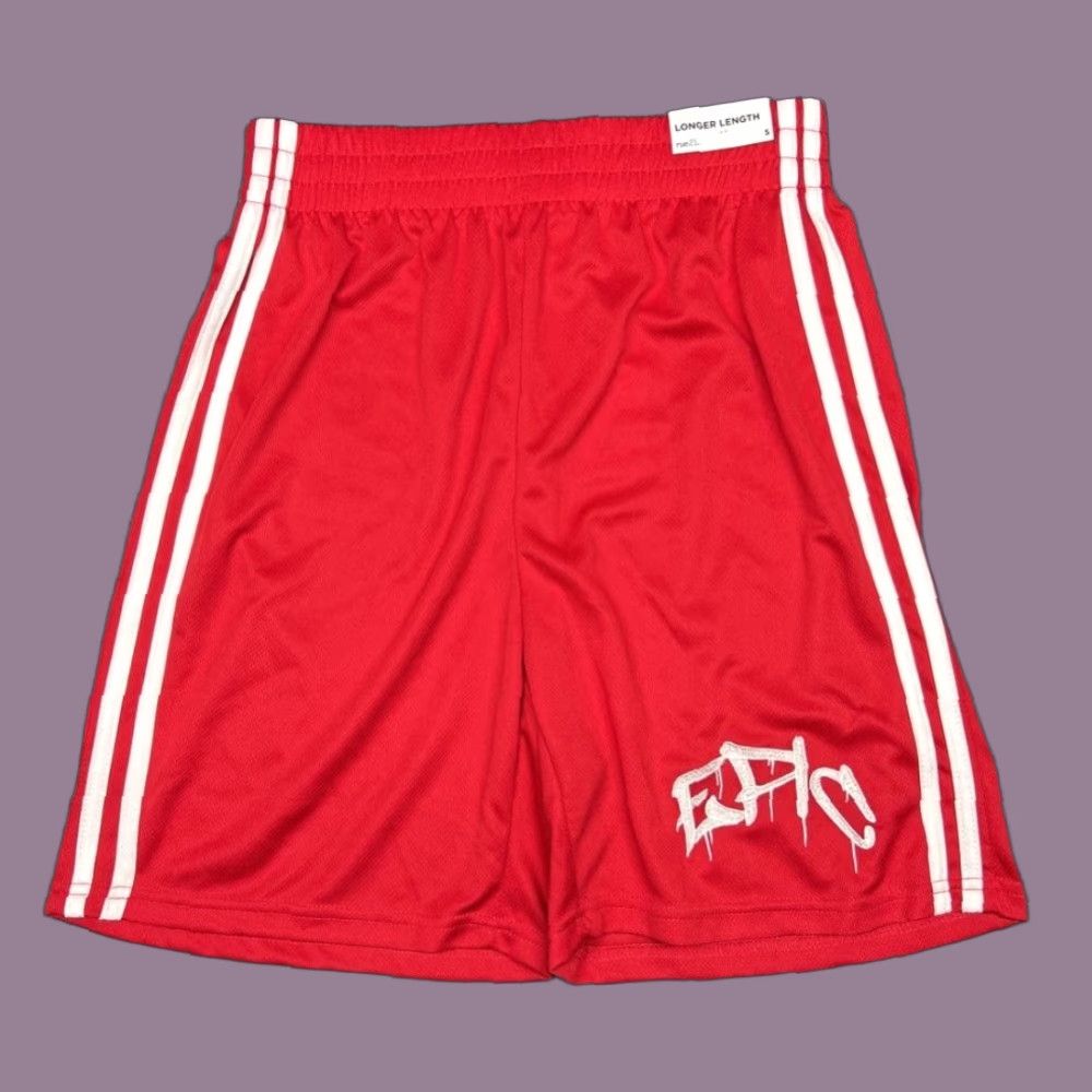 Vintage Rue21 Athletic Shorts Womens S Red Pull On Stretch Epic Stripe Longer Length New Size 28" / US 6 / IT 42 - 1 Thumbnail