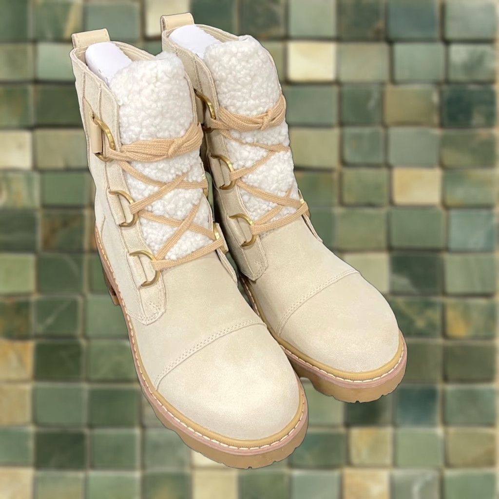 VINTAGE SOREL Joan Now Lace Cozy Snow Boots Women's Size Beige