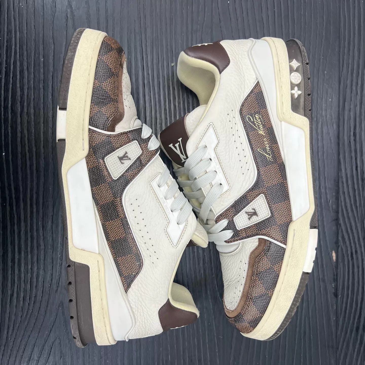 Louis Vuitton LV Trainer White Brown Checkerboard 8/42 Size US 9 / EU 42 - 3 Thumbnail