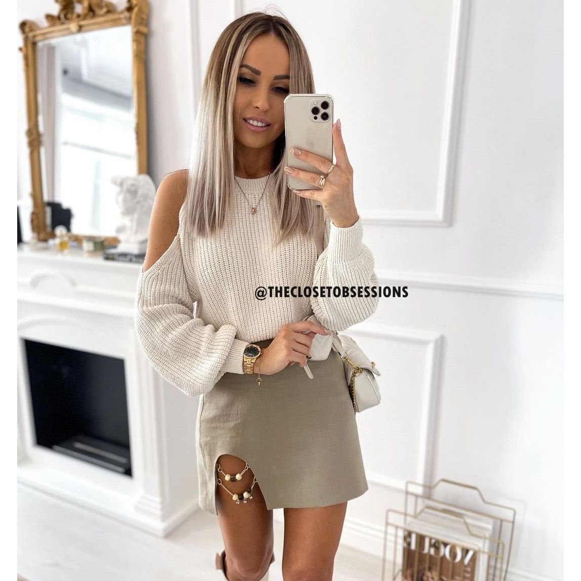 Zara Zara Tan Linen Mini Skirt Slit Beaded Detail High Waisted Size 33" - 13 Thumbnail