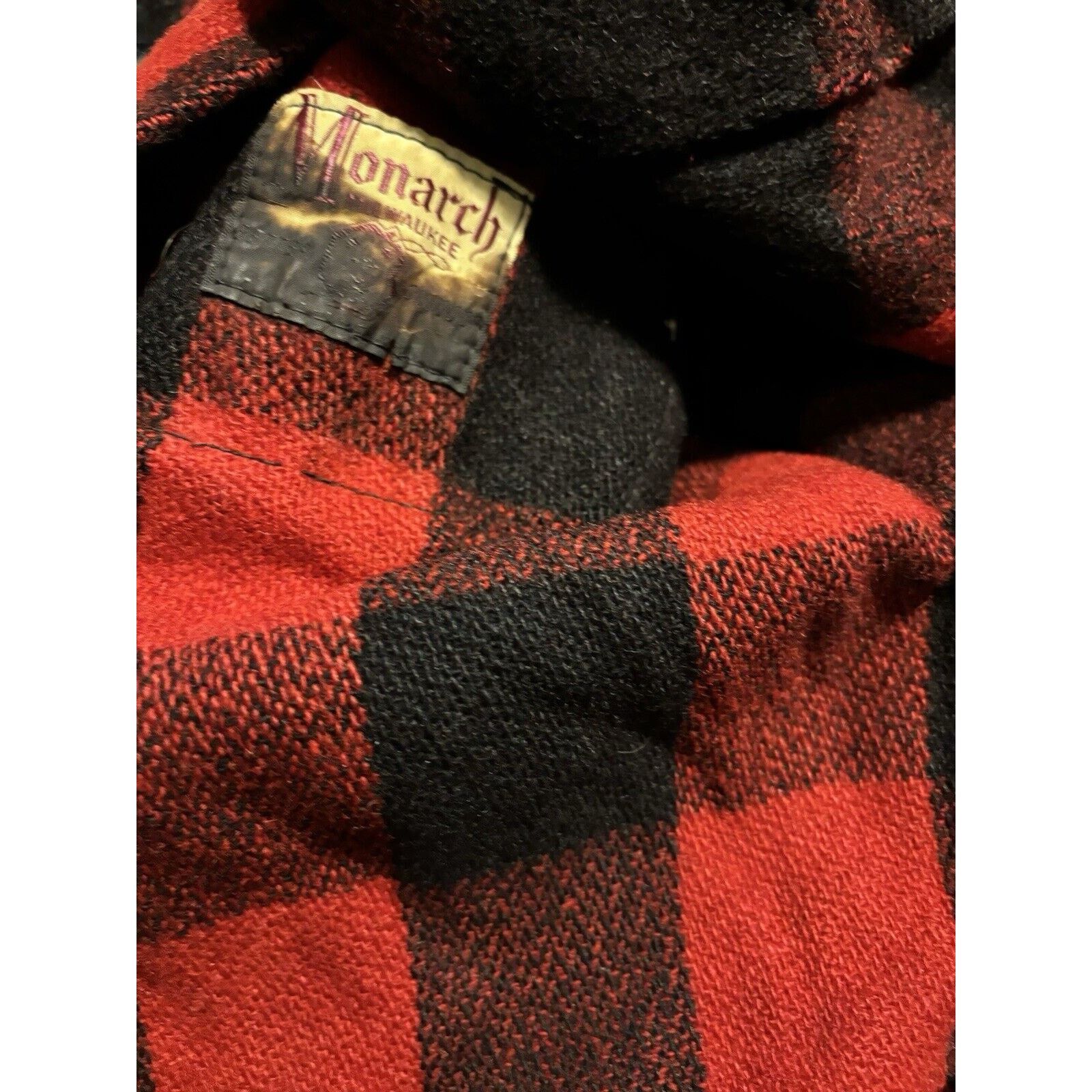 Other 1930’s Monarch Black Red Rare Flannel Missing Button Wool Size US L / EU 52-54 / 3 - 7 Thumbnail