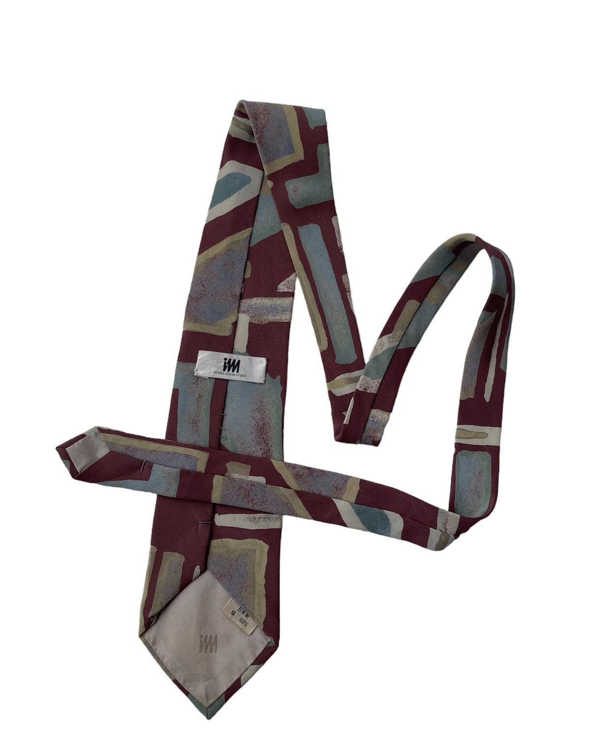 Vintage 90s Issey Miyake Zig Zag Pattern Silk Tie