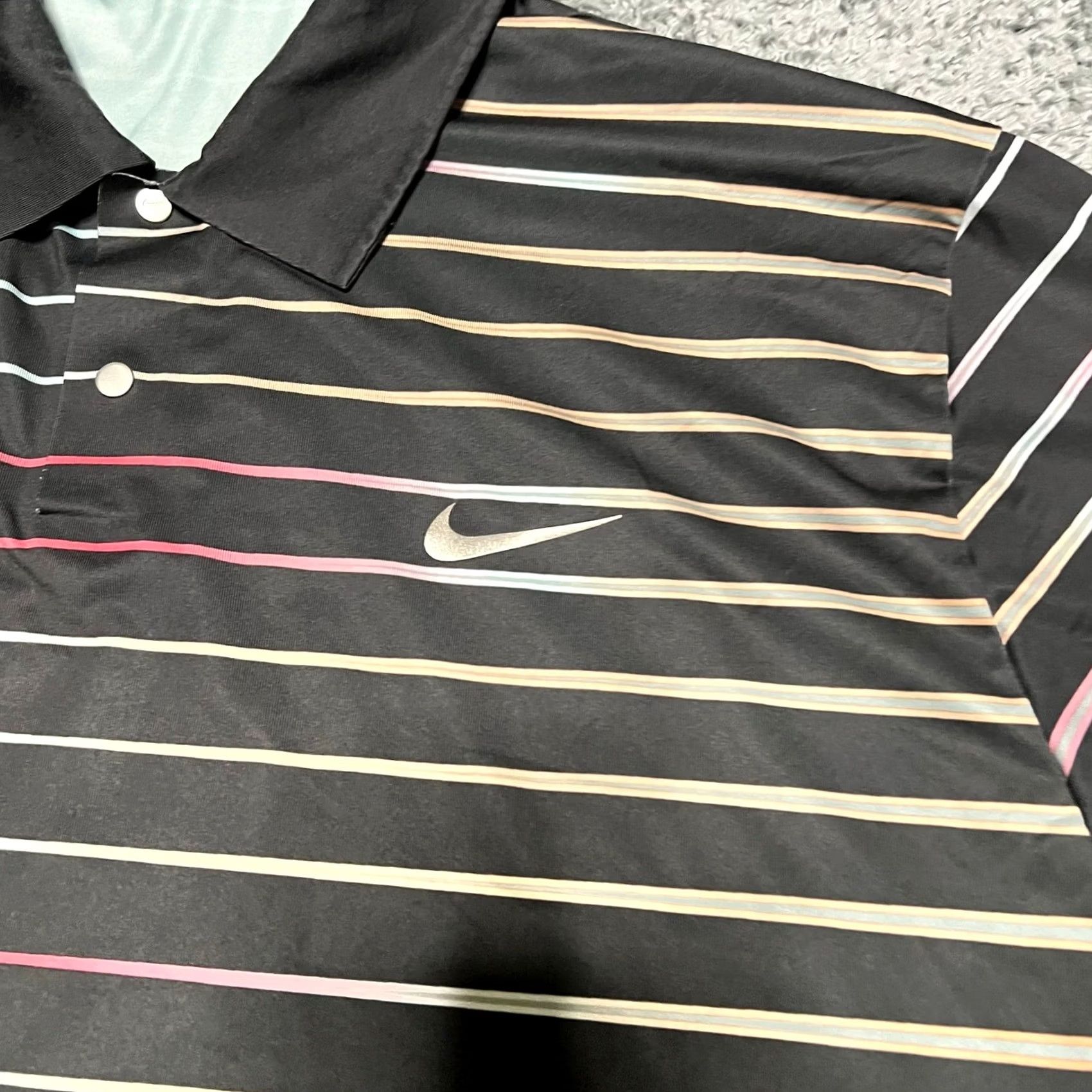 Nike Nike Tiger Woods Polo Shirt Mens XL Black Striped Golf Performance Dri Fit Size US XL / EU 56 / 4 - 3 Thumbnail