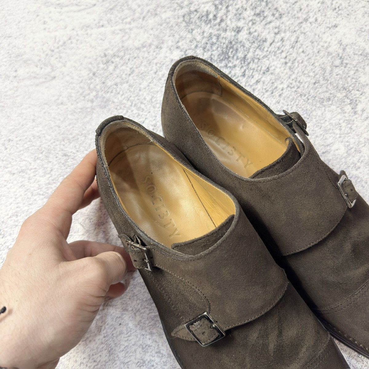 Designer Soci3ty Brown Suede Double Monks US8.5 UK7.5 EU41.5 Size US 8.5 / EU 41-42 - 12 Thumbnail
