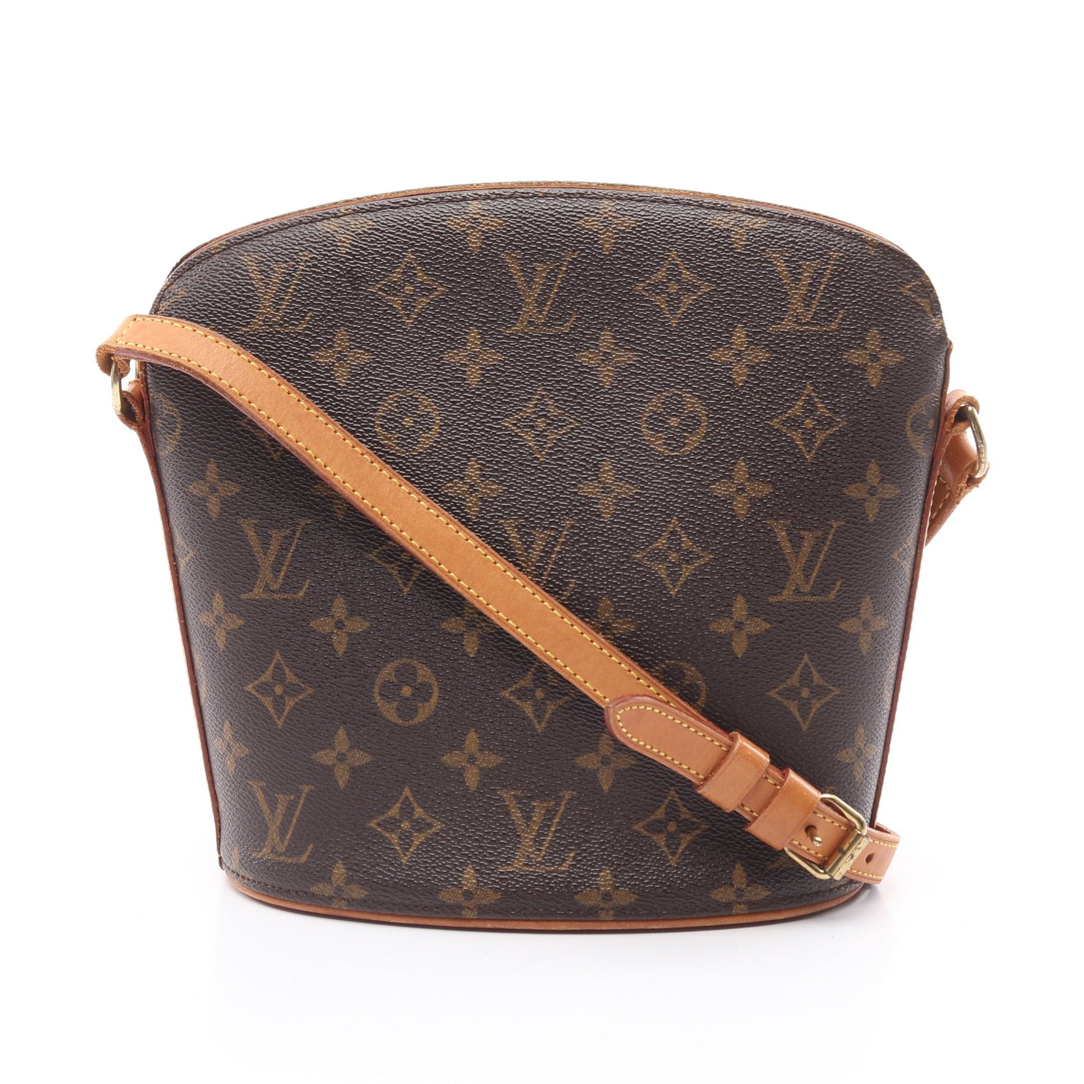 Louis Vuitton Druot Monogram Shoulder Bag Leather Brown