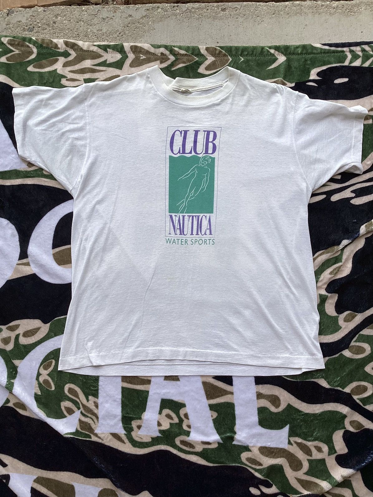 Nautica × Vintage Vintage 1980s club Nautica water sports single stitch Tshirt Size US M / EU 48-50 / 2 - 1 Thumbnail