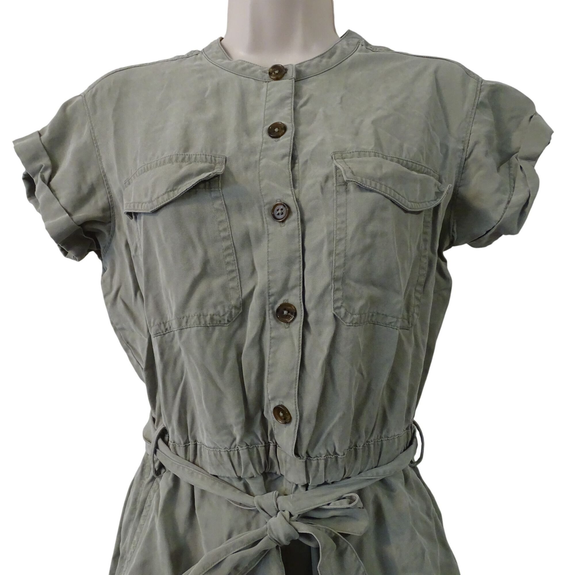Banana Republic Banana Republic Khaki Green Utility Shirtdress Dress Size XS Size XS / US 0-2 / IT 36-38 - 3 Thumbnail
