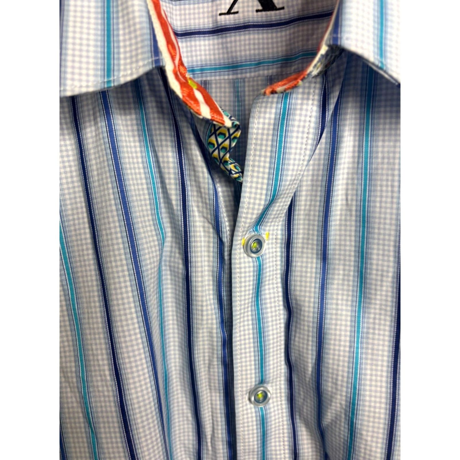 Robert Graham Robert Graham Shirt Button Up Long Sleeve Striped Flip Cuff Multicolor Mens Sz XL Size US XL / EU 56 / 4 - 4 Thumbnail