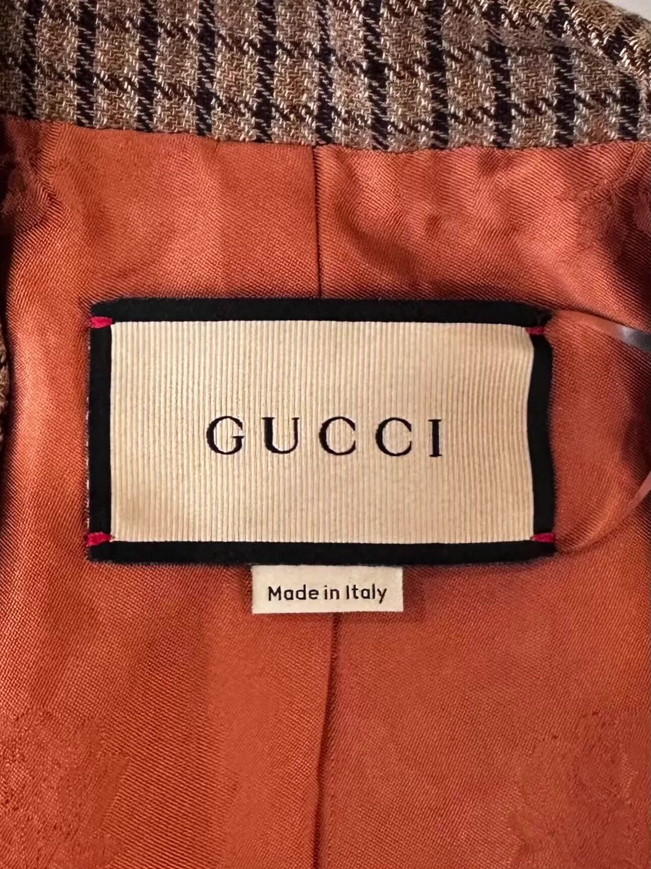 Gucci Gucci x Eschatology Womens Brown Linen Check Blazer Size S / US 4 / IT 40 - 5 Thumbnail