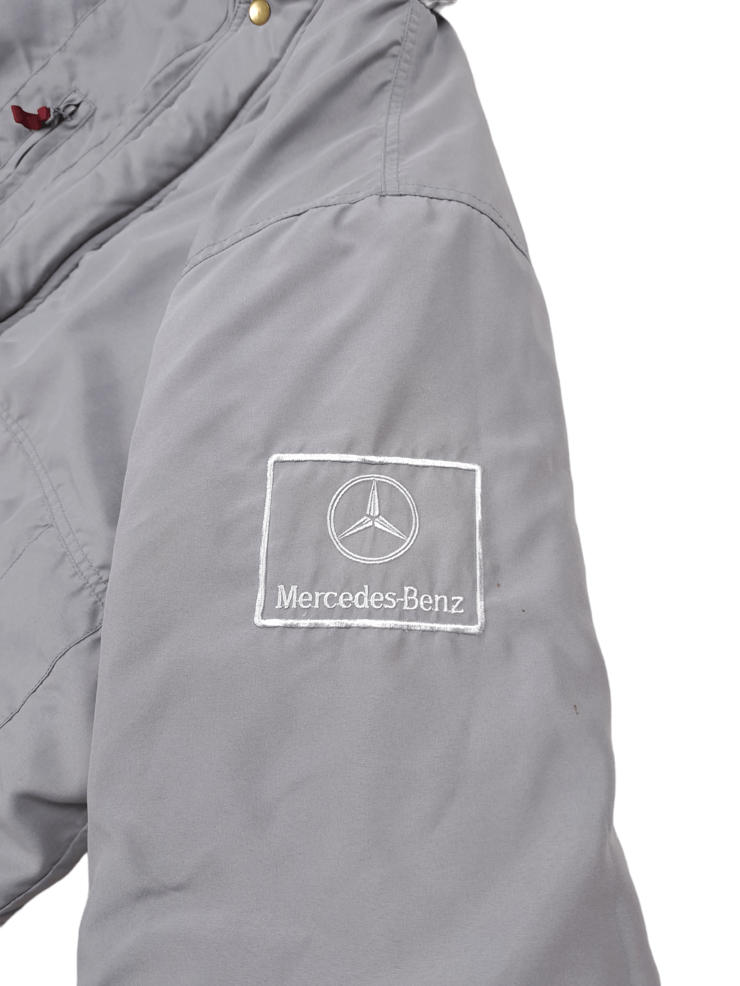 Mercedes-Benz 💎 Vintage Gray Quilted Bomber Jacket Racing Y2K 90s Size US L / EU 52-54 / 3 - 3 Thumbnail