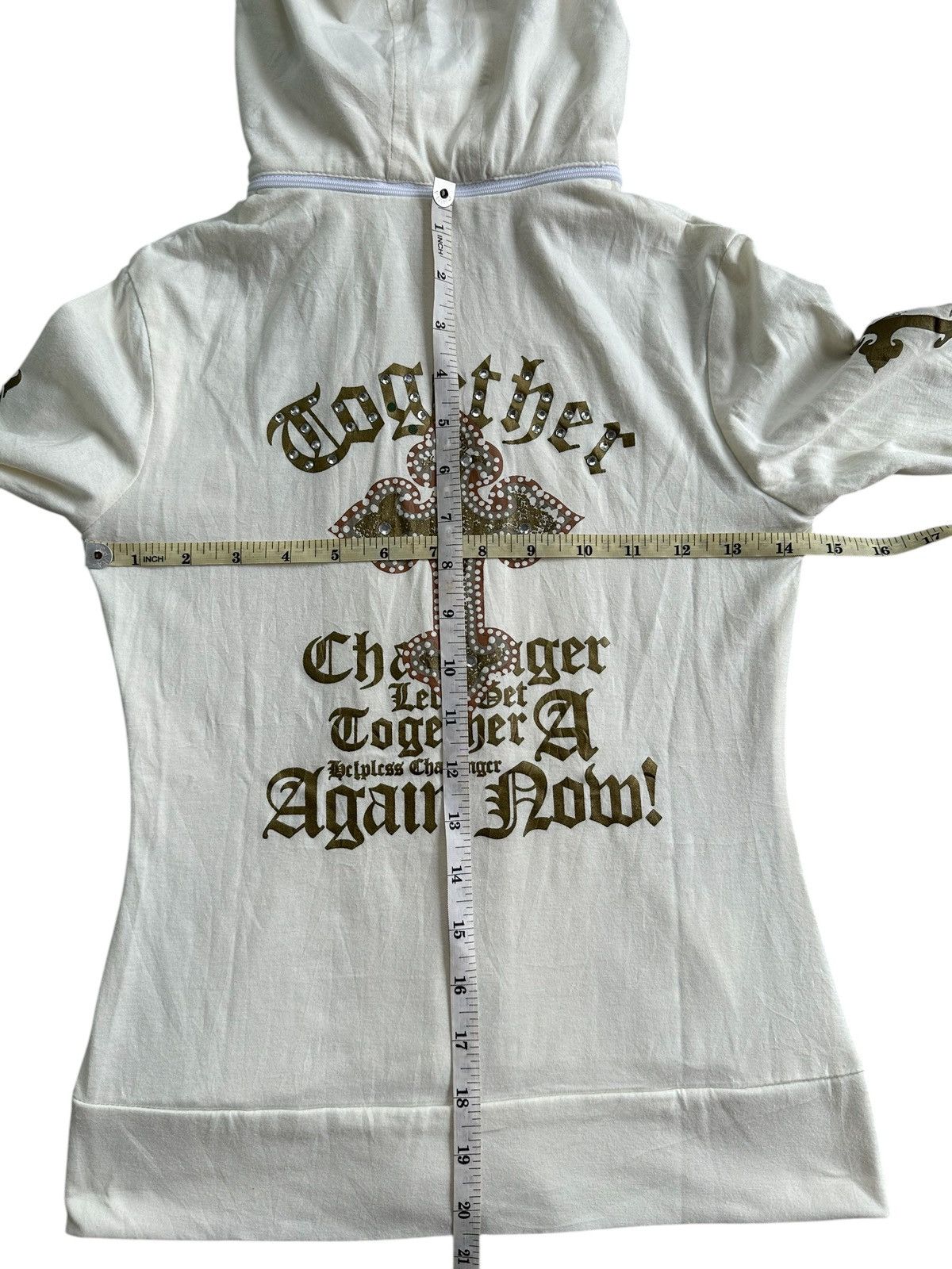 20471120 2000s STUDDED GLITTER CROSS POEM ZIP HOODIE Size XS / US 0-2 / IT 36-38 - 8 Thumbnail