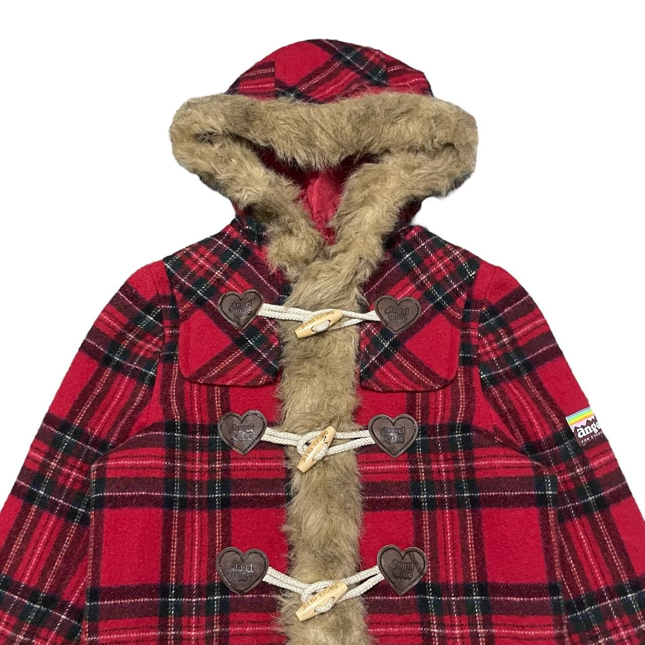 Angel Blue Vintage Angel Blue Plaid Duffle Wool Fur Hooded Coat Size US S / EU 44-46 / 1 - 2 Thumbnail