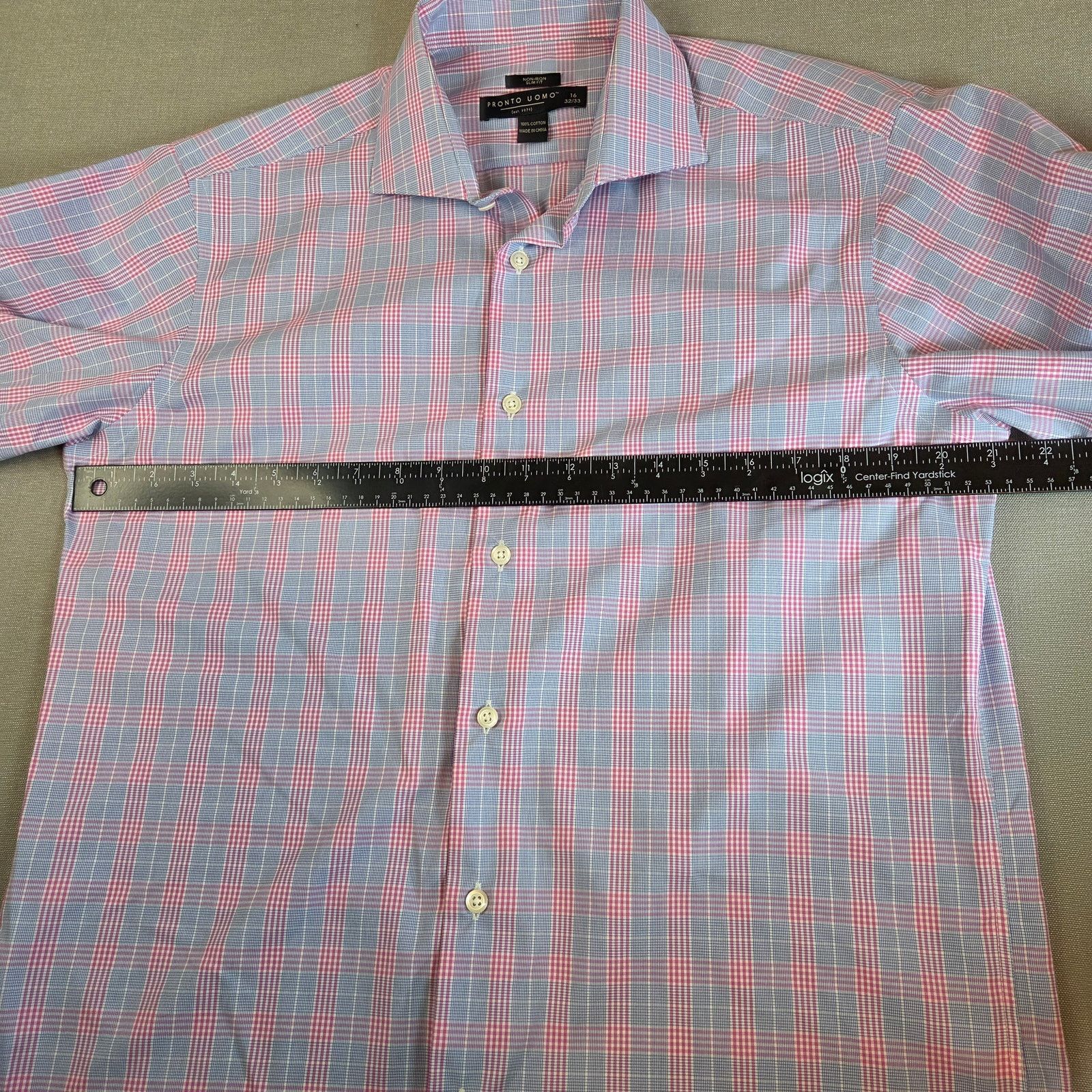 Pronto Uomo Pronto Uomo Slim Fit Plaid Dress Shirt 16 32/33 Size US M / EU 48-50 / 2 - 8 Thumbnail