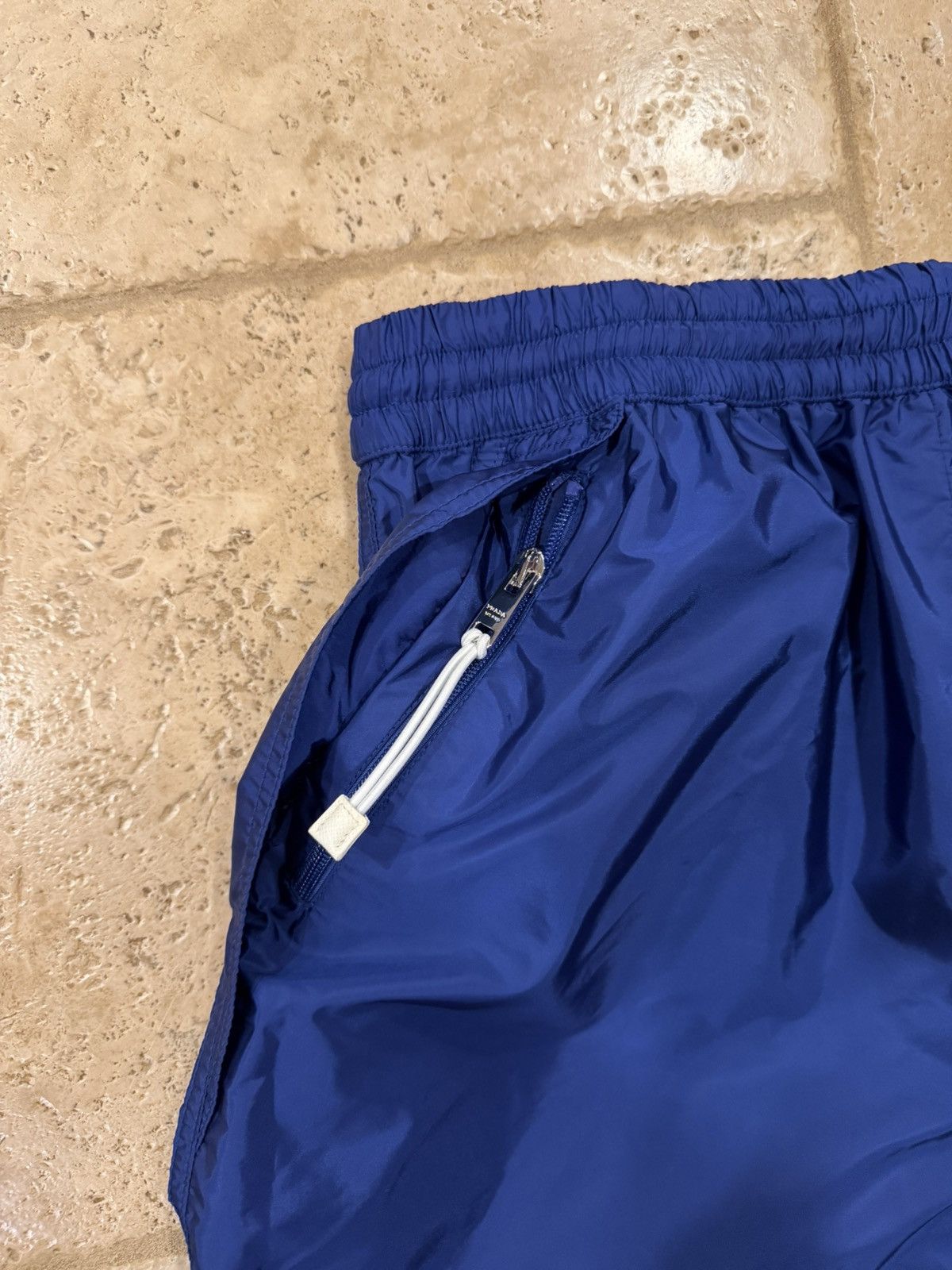 Prada Prada Re-Nylon Logo-Print Blue Snap Bottom Track Pants Size 27" / US 4 / IT 40 - 5 Thumbnail
