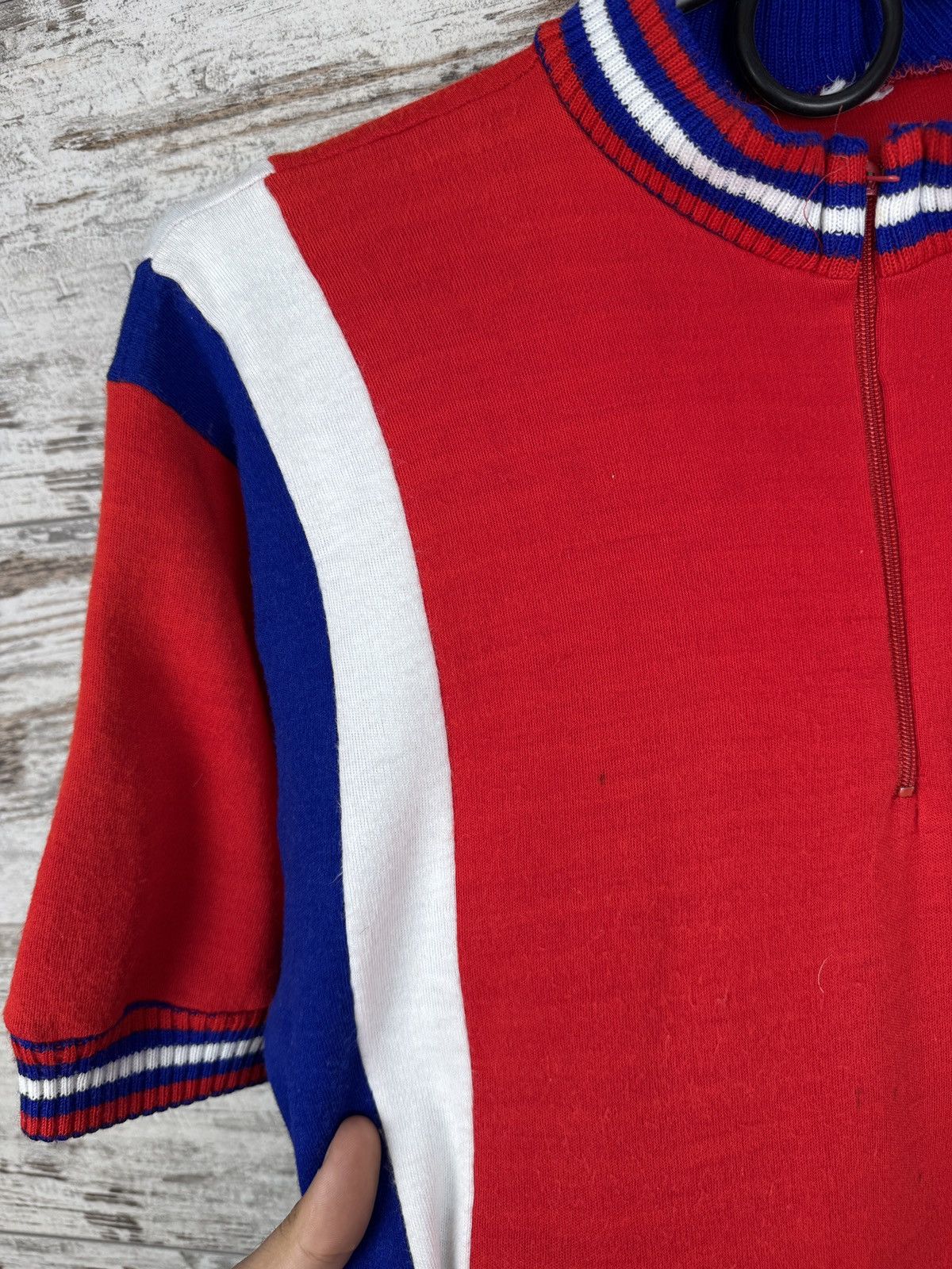 Vintage 70s Audax UK Vintage Wool Cycling Jersey T-shirt tee mens Size US L / EU 52-54 / 3 - 7 Thumbnail