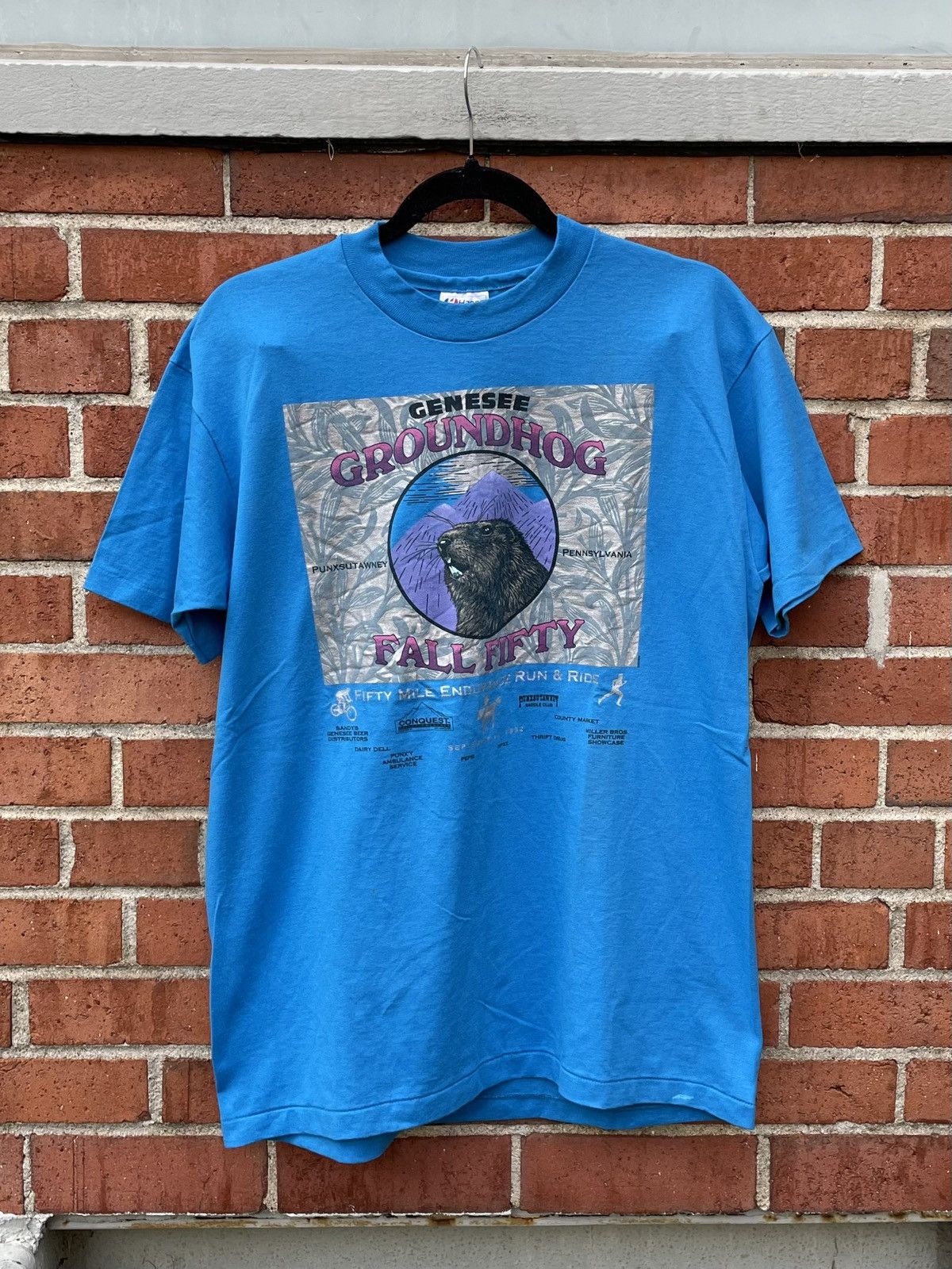 Hanes 92’ Hanes Genesee Groundhog Fall Fifty Marathon S/S t Shirt Size US L / EU 52-54 / 3 - 1 Thumbnail