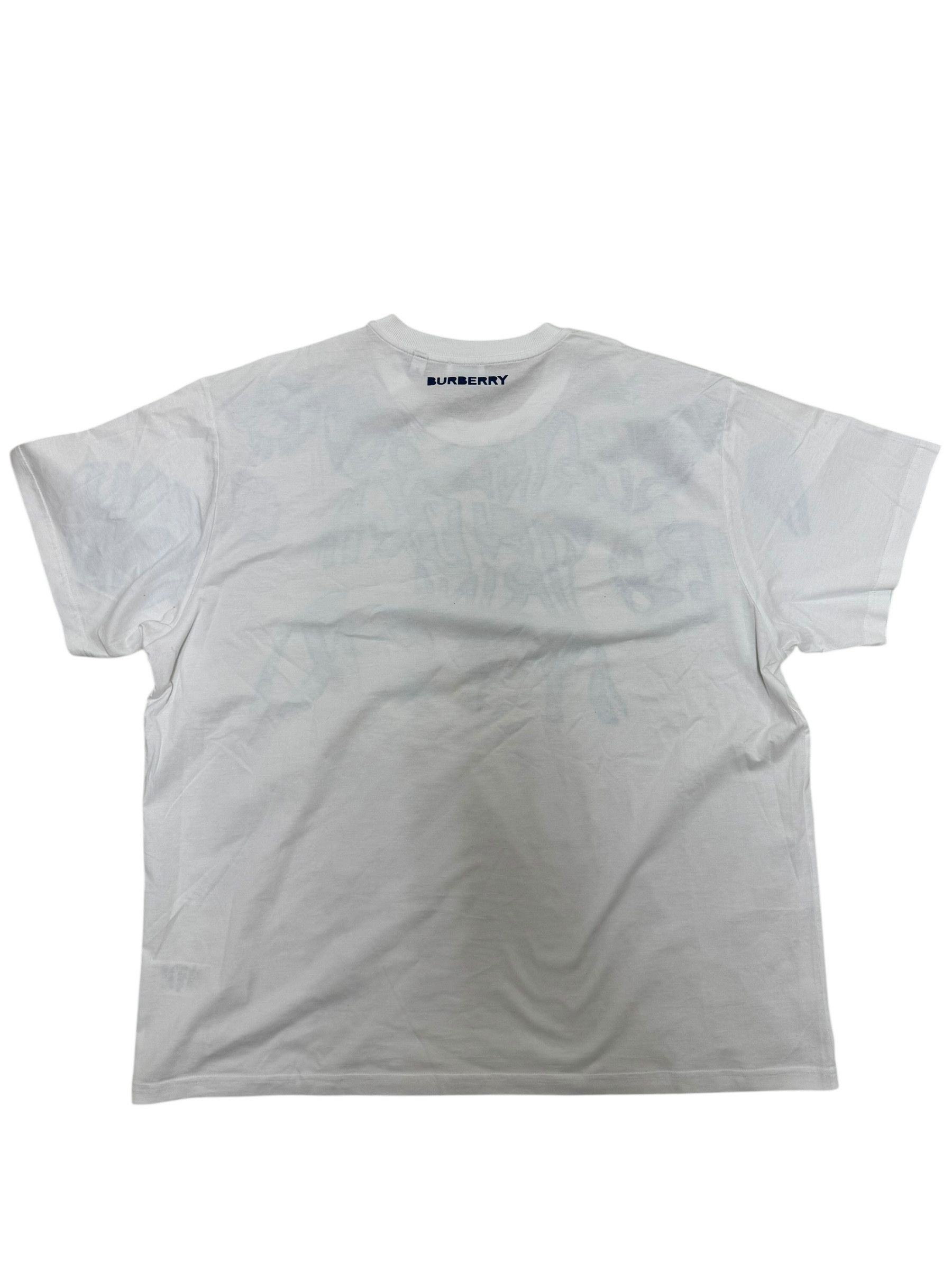 Burberry Burberry White & Blue Graphic Oversized T-Shirt Size US XL / EU 56 / 4 - 2 Thumbnail