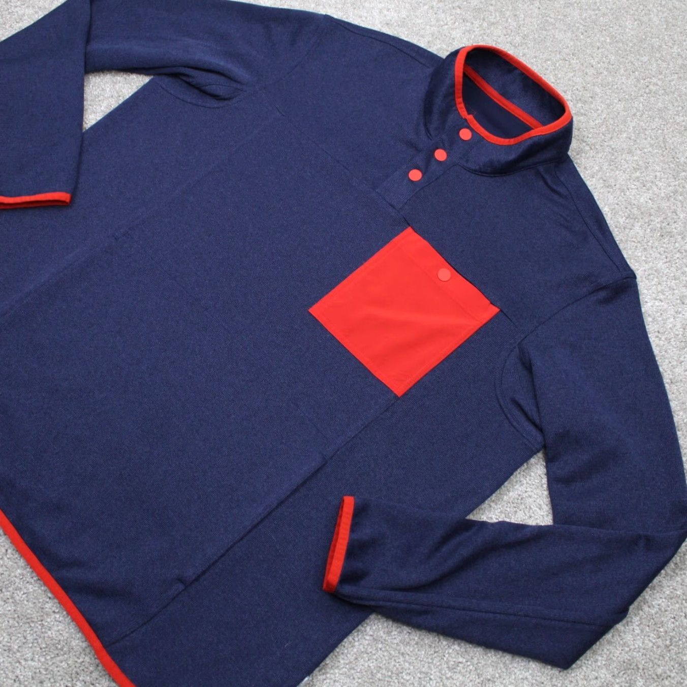 Vintage Duluth Mens Large Blue/Red Snap Sweatshirt Pullover Knit 1/4 Zip Pockets Relaxed Fit L/S Casual/Workwear Size US L / EU 52-54 / 3 - 3 Thumbnail