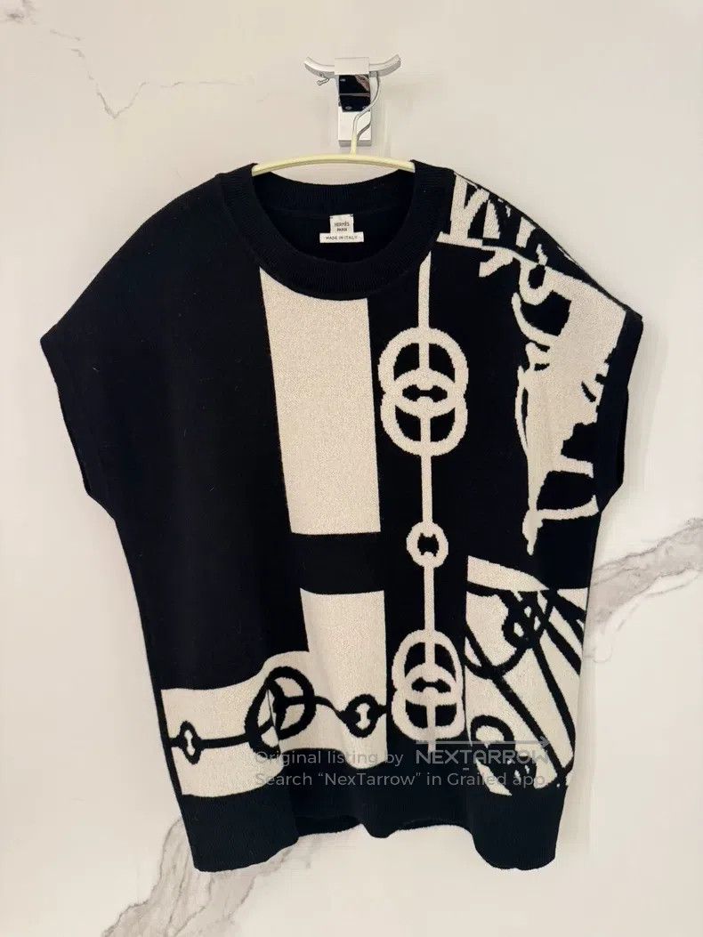 Hermes Hermes Black and white knit sweater Size XS / US 0-2 / IT 36-38 - 2 Thumbnail