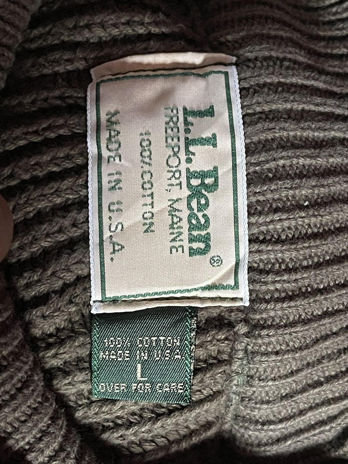 L.L. Bean Vintage L.L.Bean Olive Green Ribbed Knit Sweatshirt🔥🔥🔥 Size US L / EU 52-54 / 3 - 6 Thumbnail