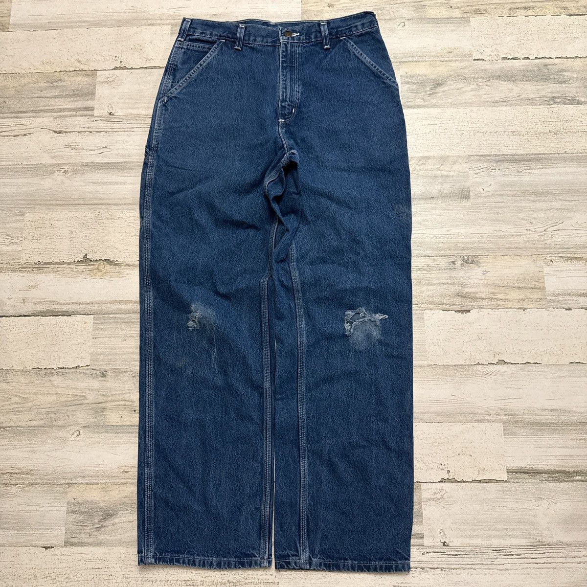 Carhartt Carhartt Baggy Blue Denim Carpenter Workwear Jeans 33x32 Size US 33 - 6 Thumbnail