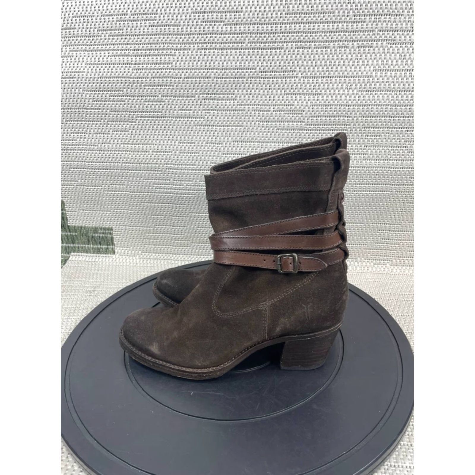 Frye Frye Boots Womens Bootie Brown Suede Jane Short 6 B Ankle Buckle Strap Casual Leather Insole Outsole Vintage No Menus Size 28" / US 6 / IT 42 - 5 Thumbnail