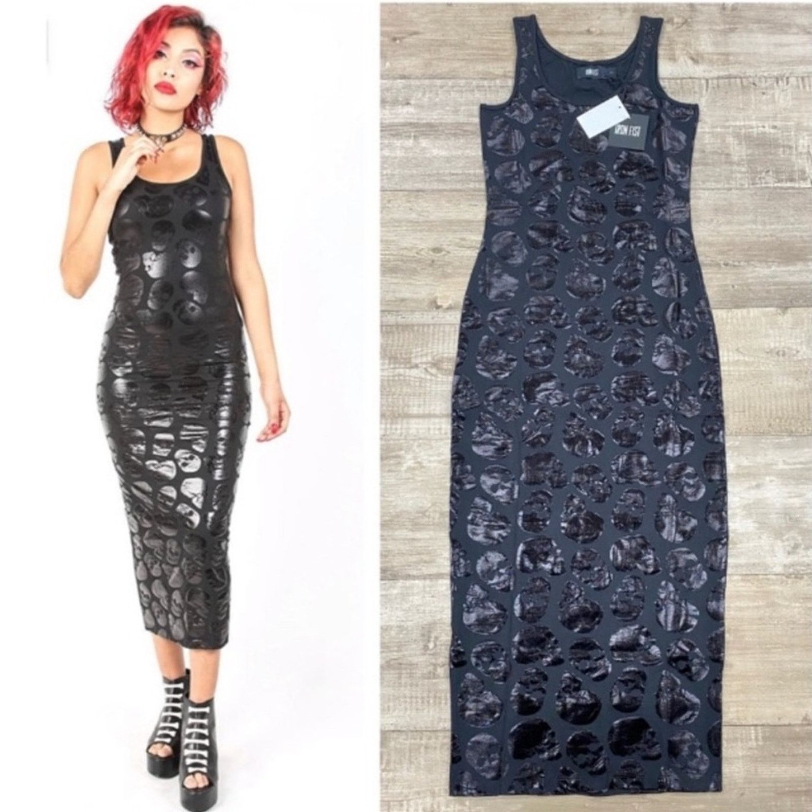Iron Fist Iron Fist Skullz Club Black Maxi Tank Dress S Bodycon Skull Size S / US 4 / IT 40 - 1 Thumbnail